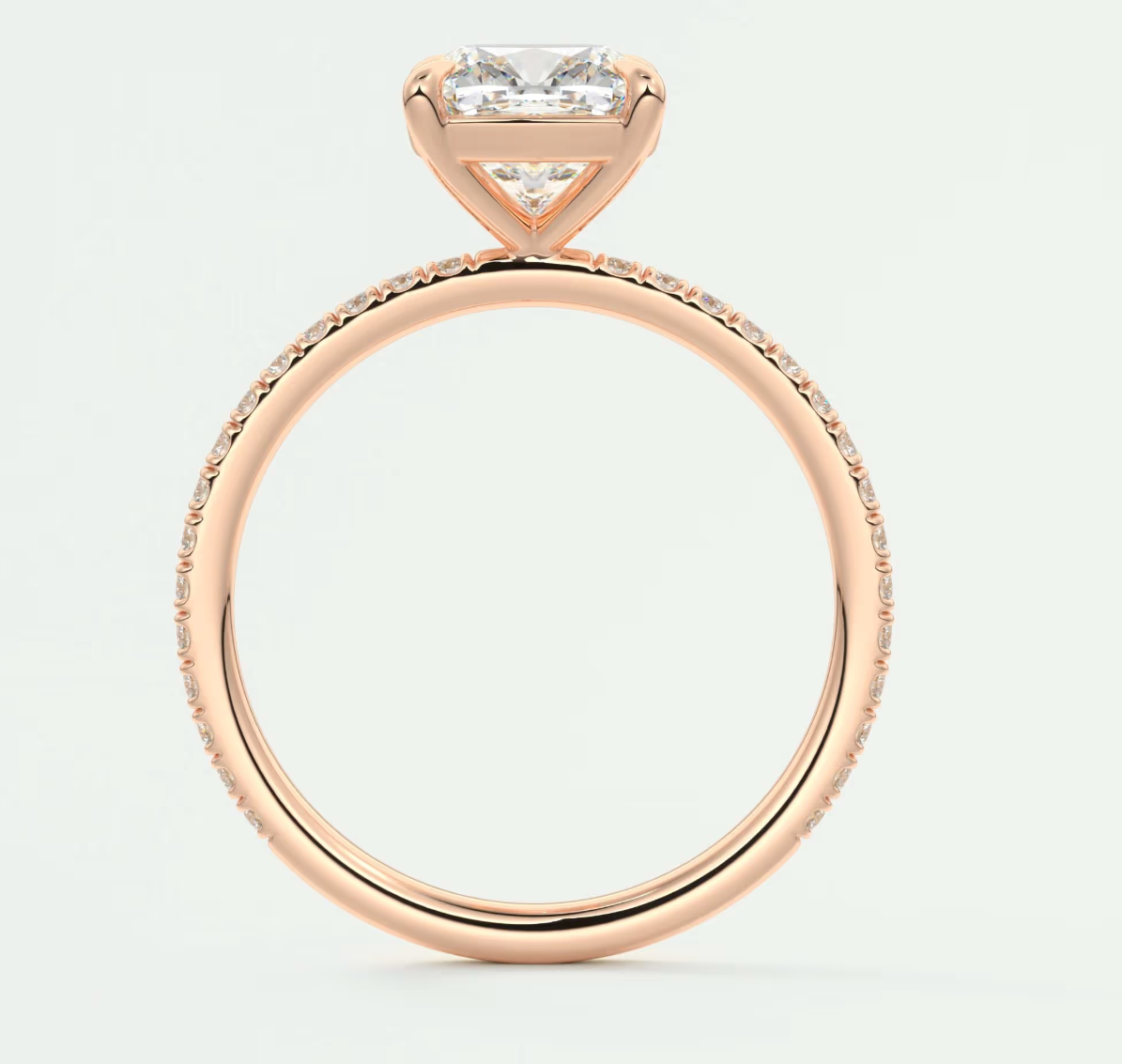 Custom made isolde cushion pavé solitaire ring | lab-grown diamond or moissanite