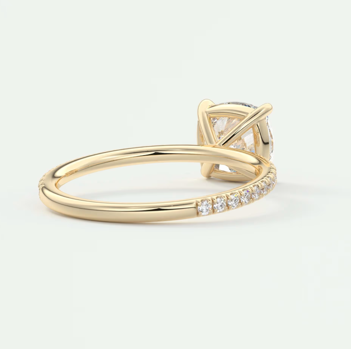 Custom made isolde cushion pavé solitaire ring | lab-grown diamond or moissanite