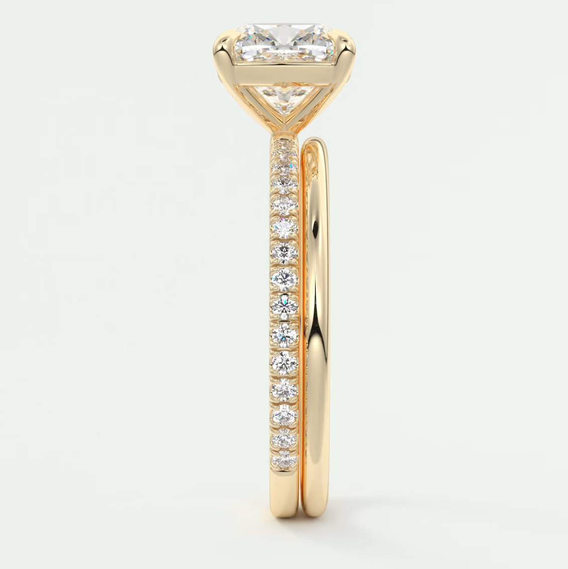 Custom made isolde cushion pavé solitaire ring | lab-grown diamond or moissanite