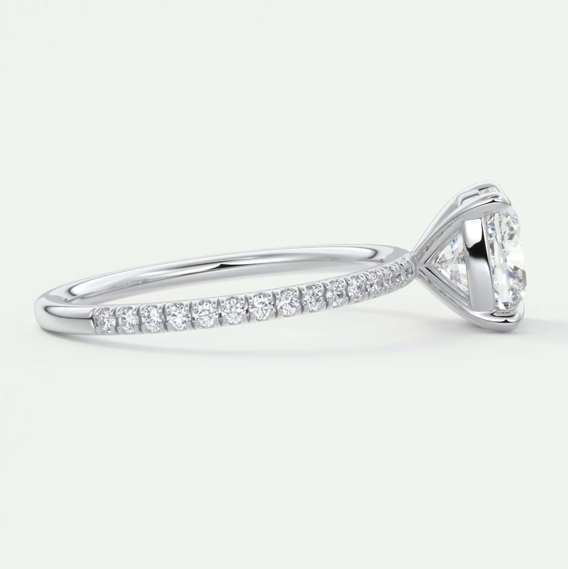 Custom made isolde cushion pavé solitaire ring | lab-grown diamond or moissanite