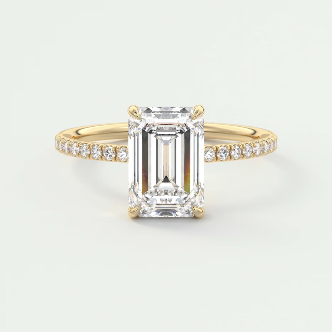 Custom made isolde emerald pavé solitaire ring | lab-grown diamond or moissanite