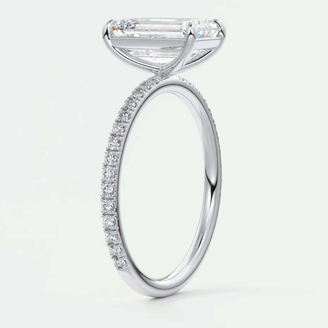 Custom made isolde emerald pavé solitaire ring | lab-grown diamond or moissanite