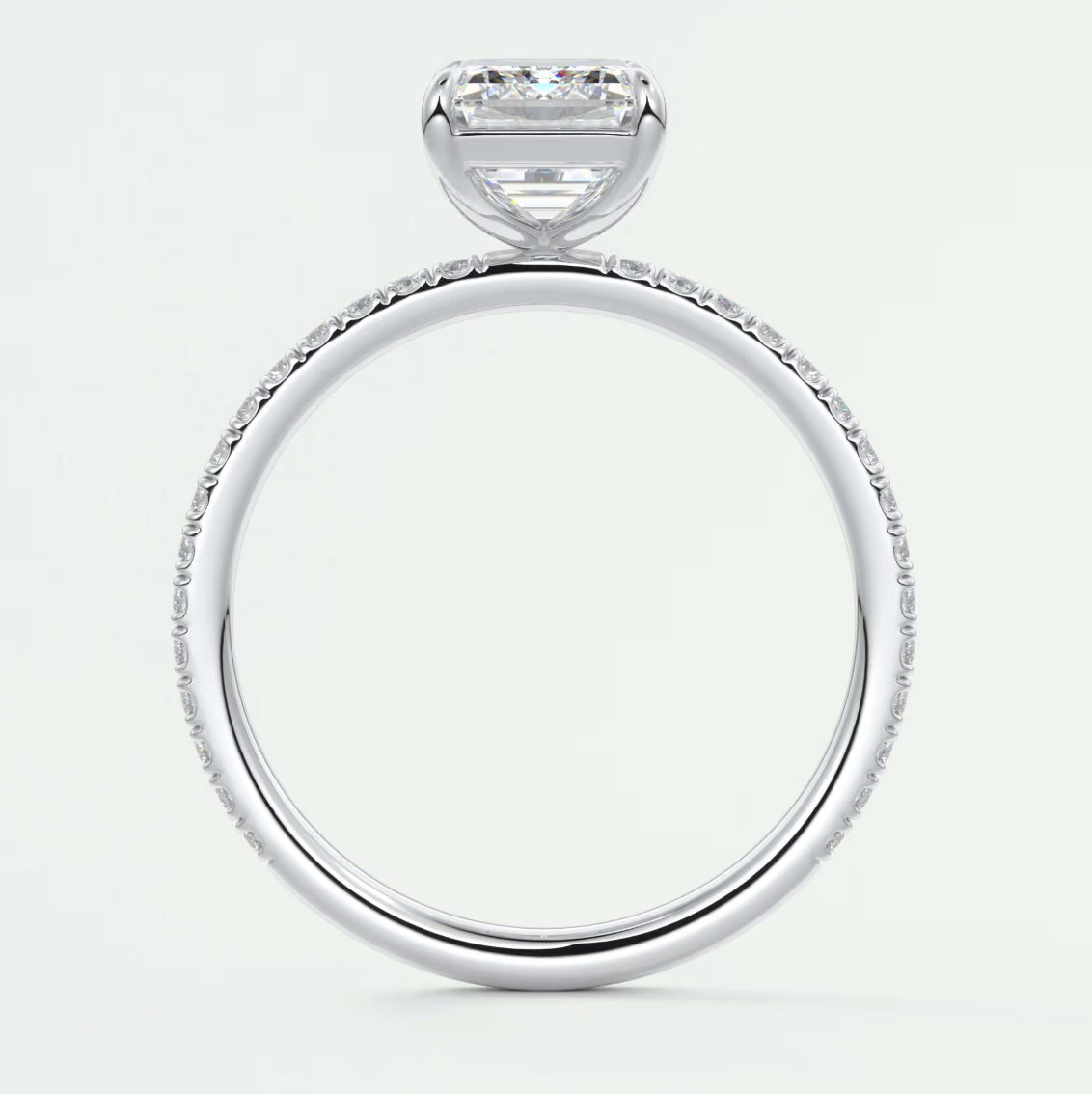 Custom made isolde emerald pavé solitaire ring | lab-grown diamond or moissanite