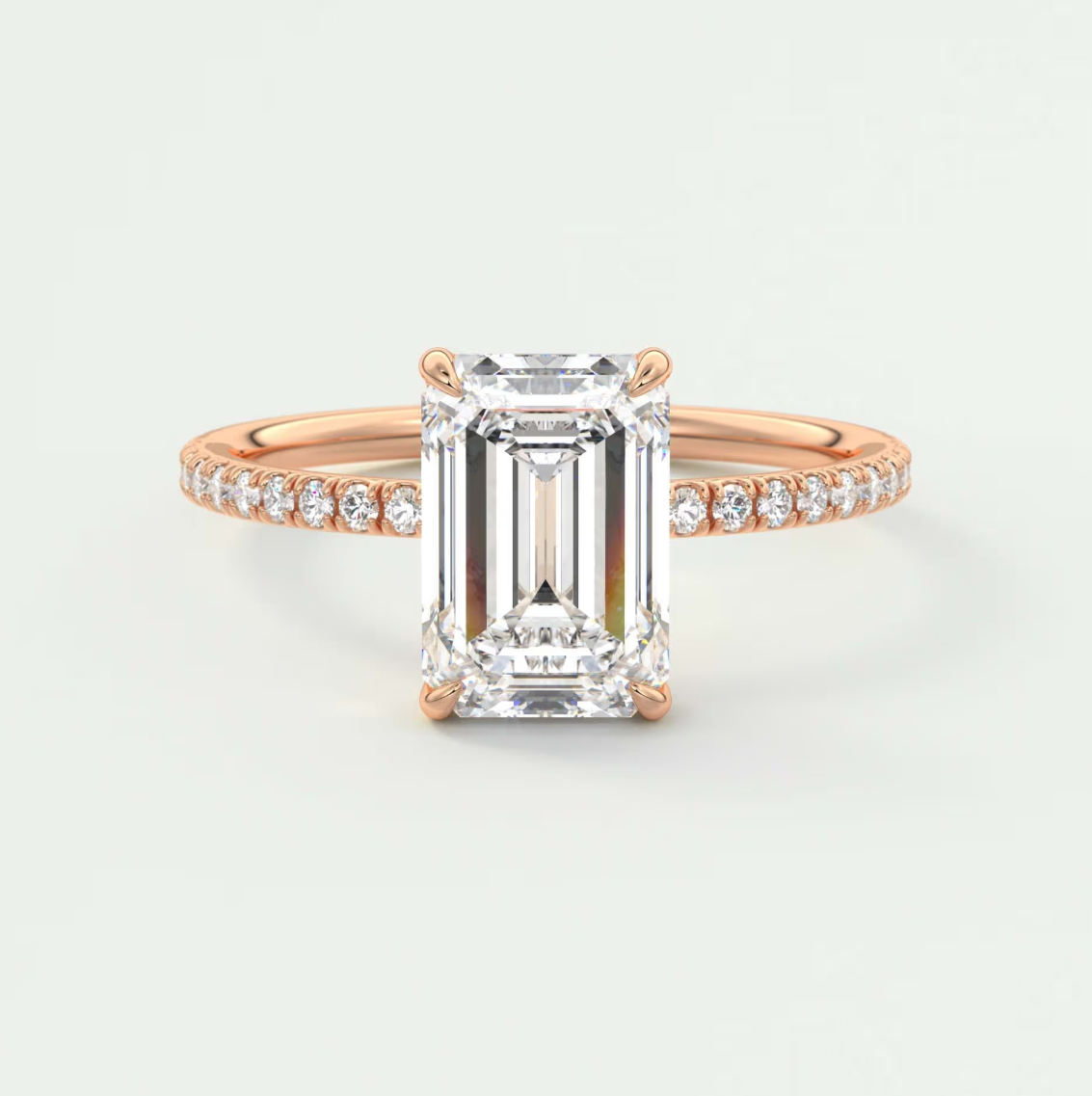Custom made isolde emerald pavé solitaire ring | lab-grown diamond or moissanite