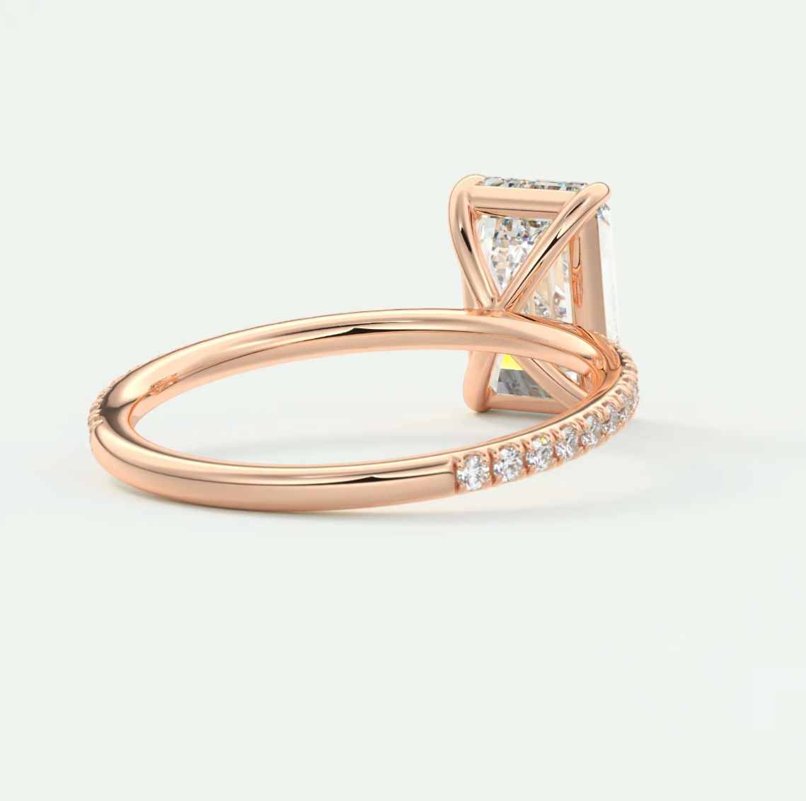 Custom made isolde emerald pavé solitaire ring | lab-grown diamond or moissanite