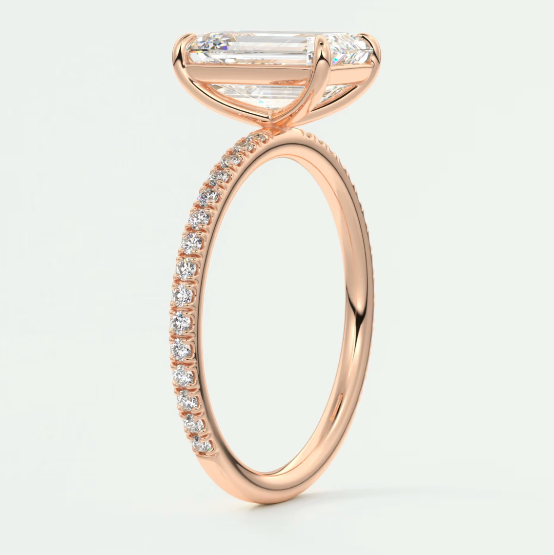 Custom made isolde emerald pavé solitaire ring | lab-grown diamond or moissanite