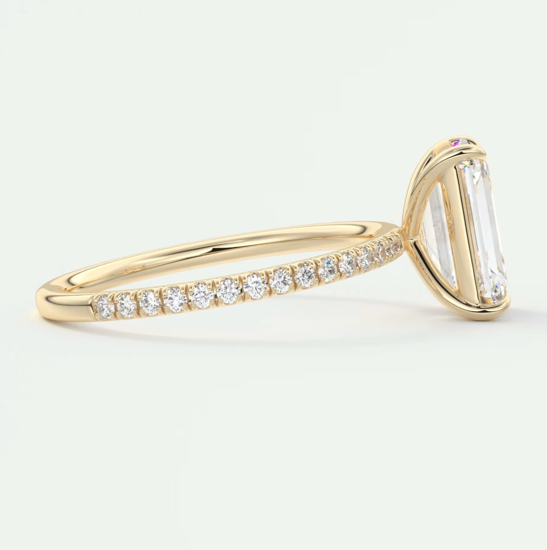 Custom made isolde emerald pavé solitaire ring | lab-grown diamond or moissanite