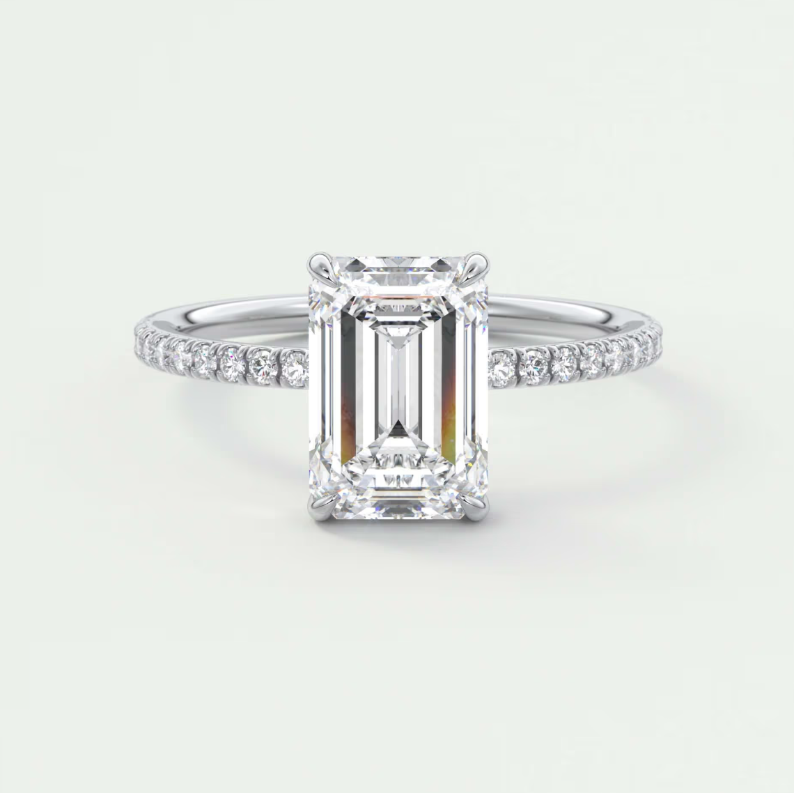 Custom made isolde emerald pavé solitaire ring | lab-grown diamond or moissanite