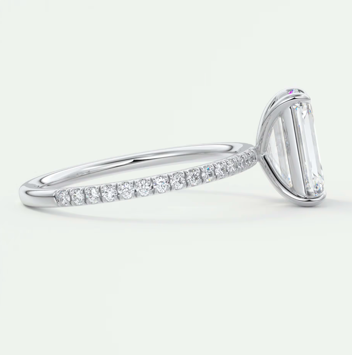 Custom made isolde emerald pavé solitaire ring | lab-grown diamond or moissanite