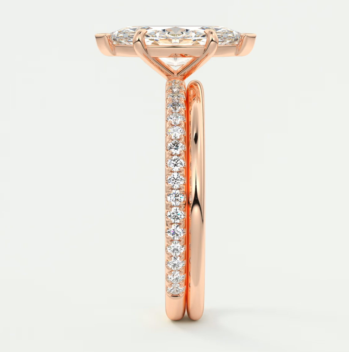 Custom made isolde marquise pavé solitaire engagement ring | diamond lab australia
