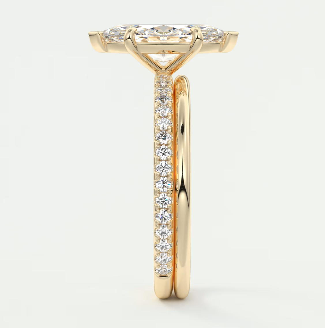 Custom made isolde marquise pavé solitaire engagement ring | diamond lab australia