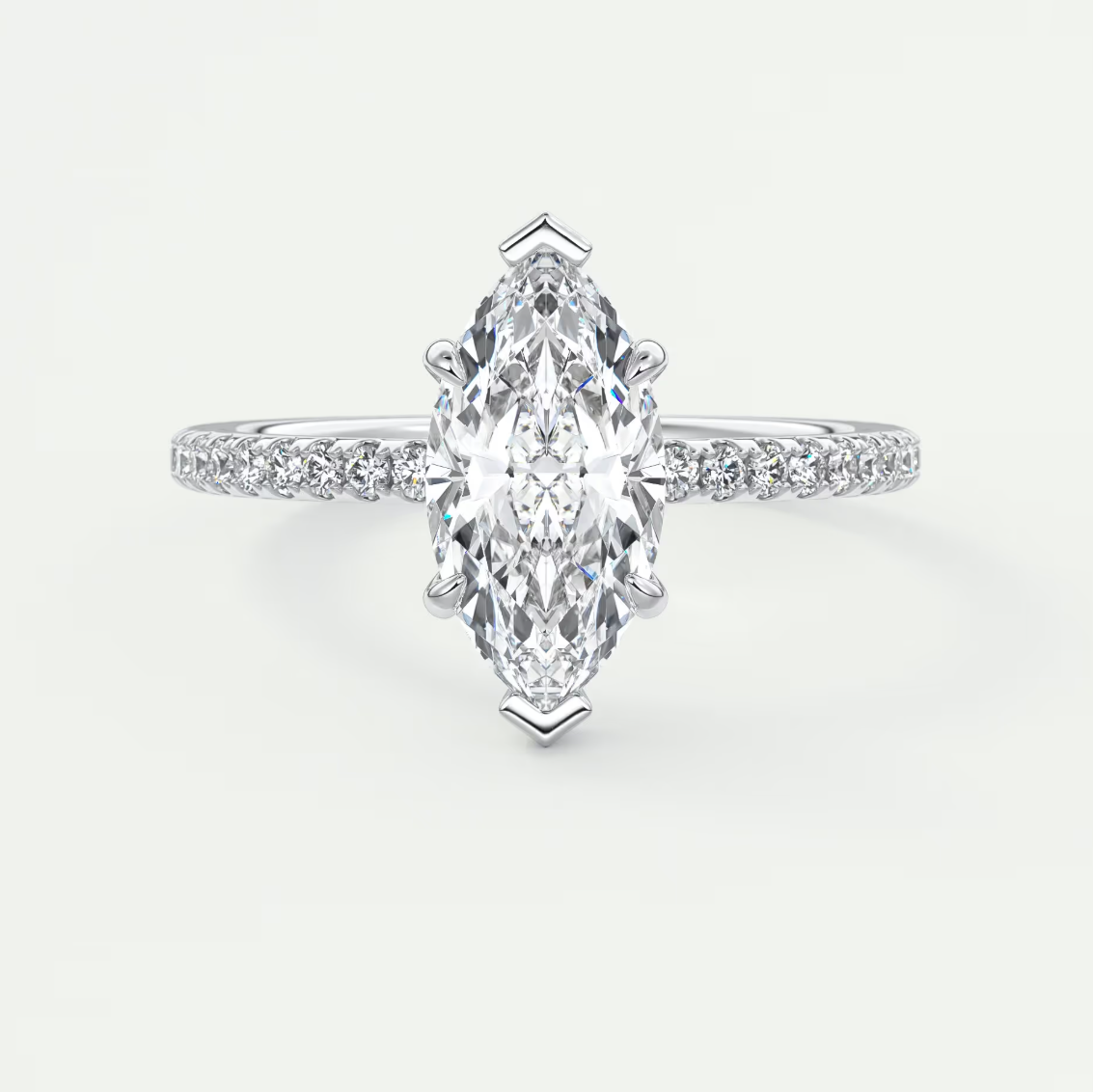 Custom made isolde marquise pavé solitaire engagement ring | diamond lab australia