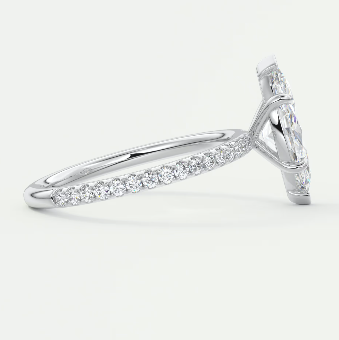 Custom made isolde marquise pavé solitaire engagement ring | diamond lab australia
