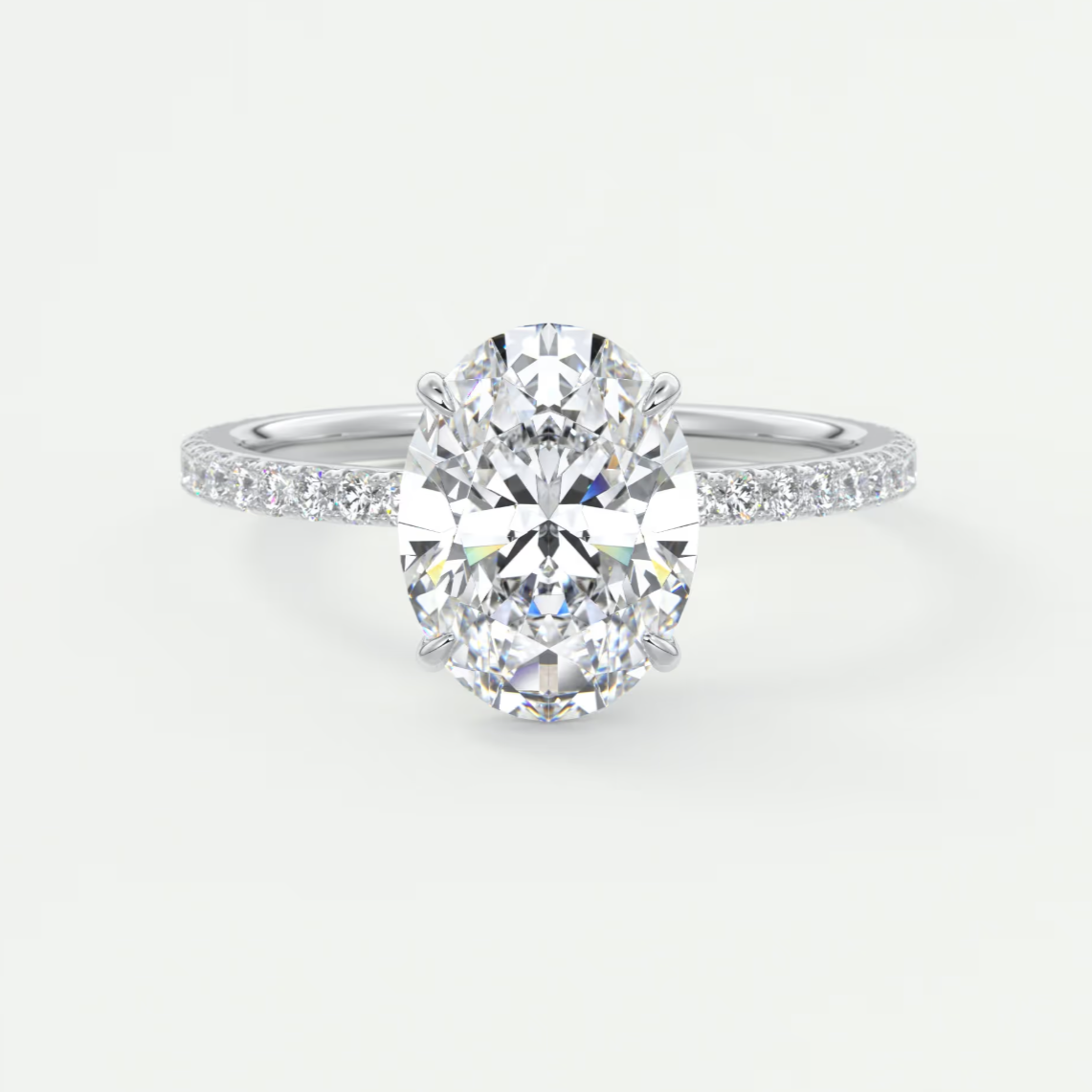 Custom made isolde oval pavé solitaire ring | lab-grown or moissanite | diamondlab