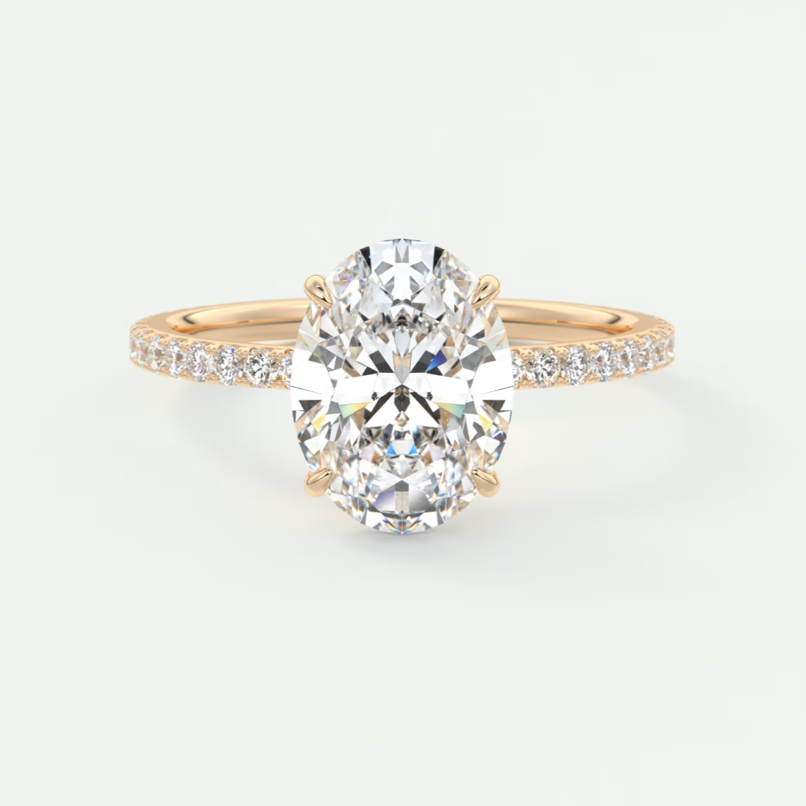 Custom made isolde oval pavé solitaire ring | lab-grown or moissanite | diamondlab