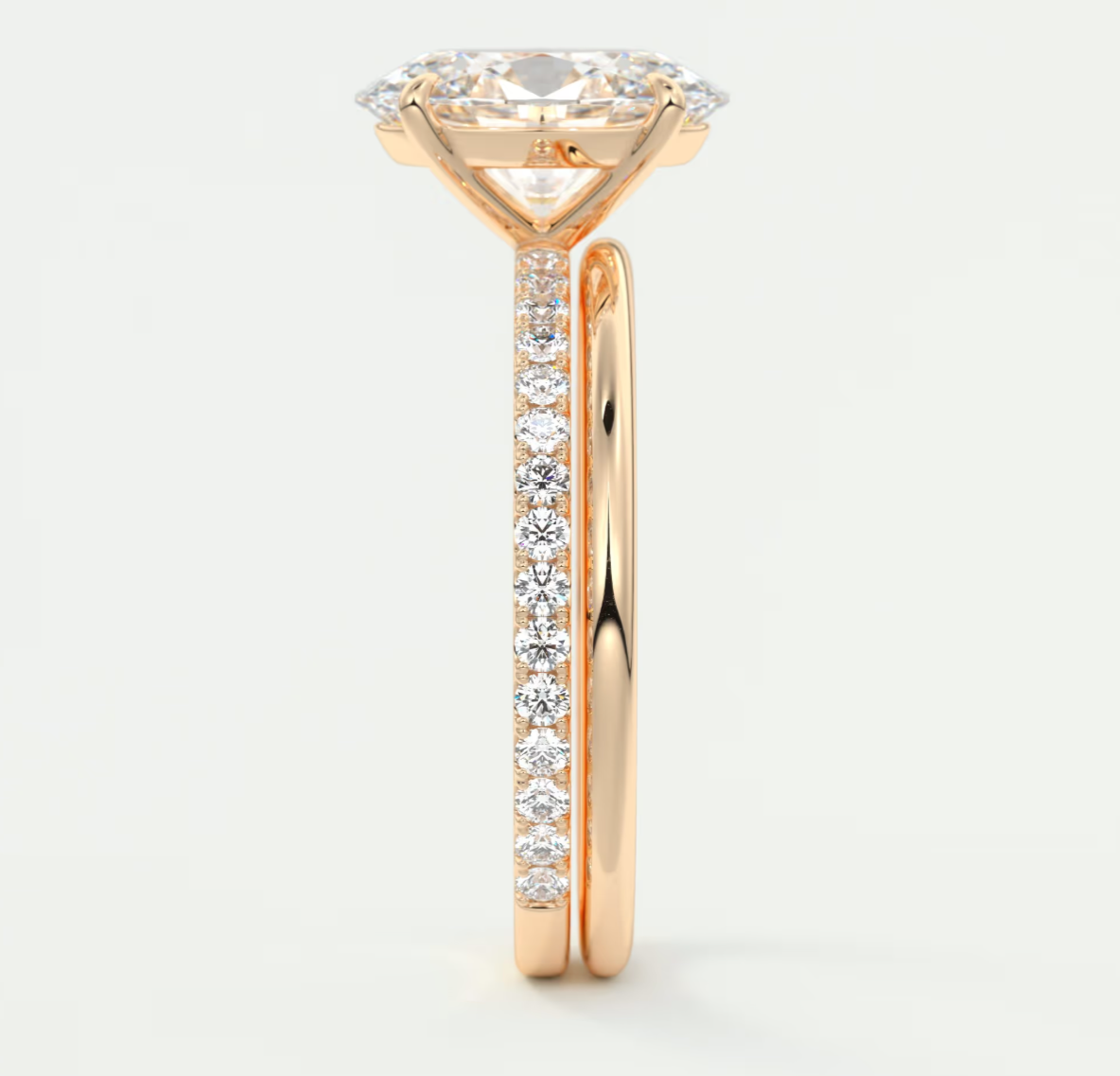 Custom made isolde oval pavé solitaire ring | lab-grown or moissanite | diamondlab