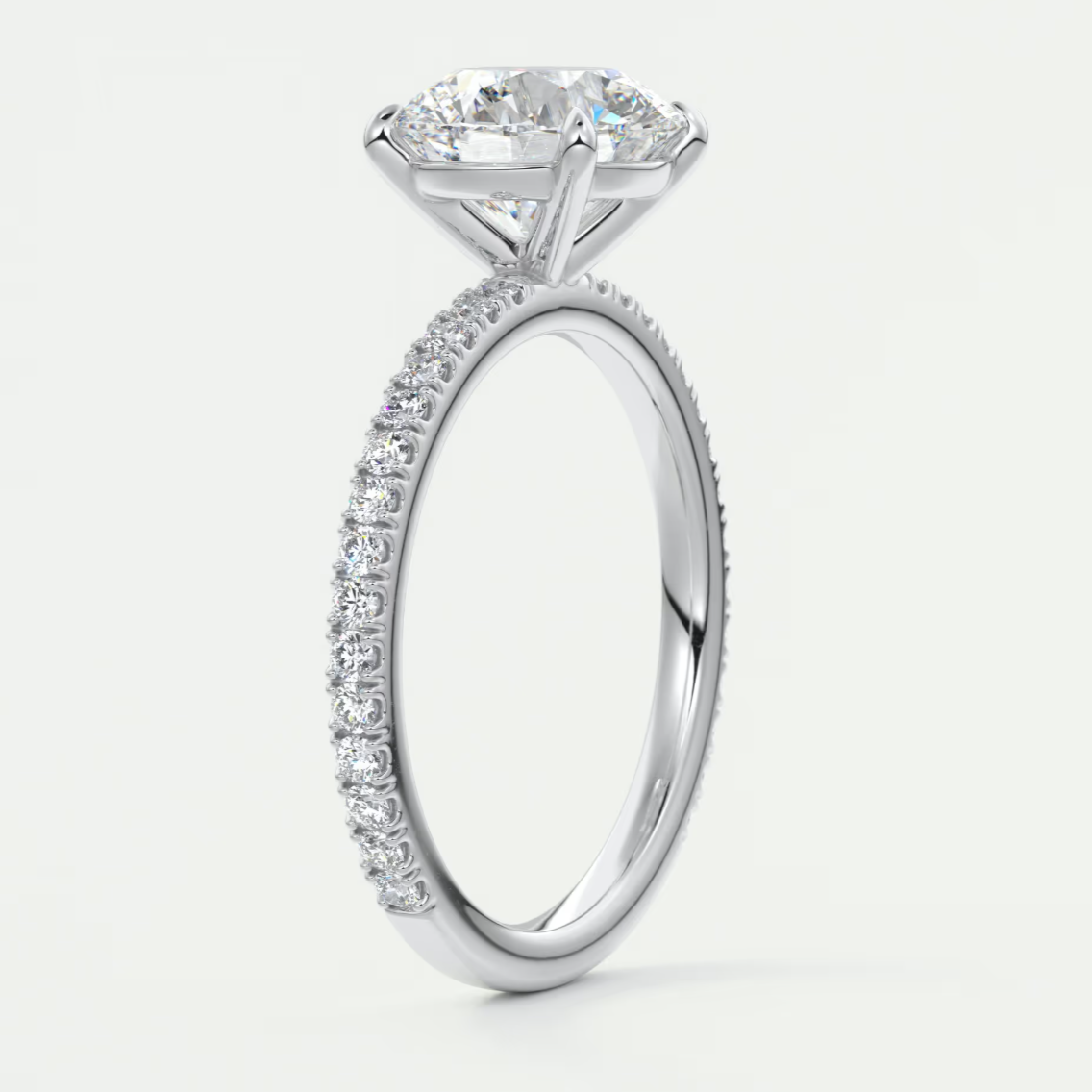 Custom made isolde pavé round brilliant solitaire ring | lab or moissanite