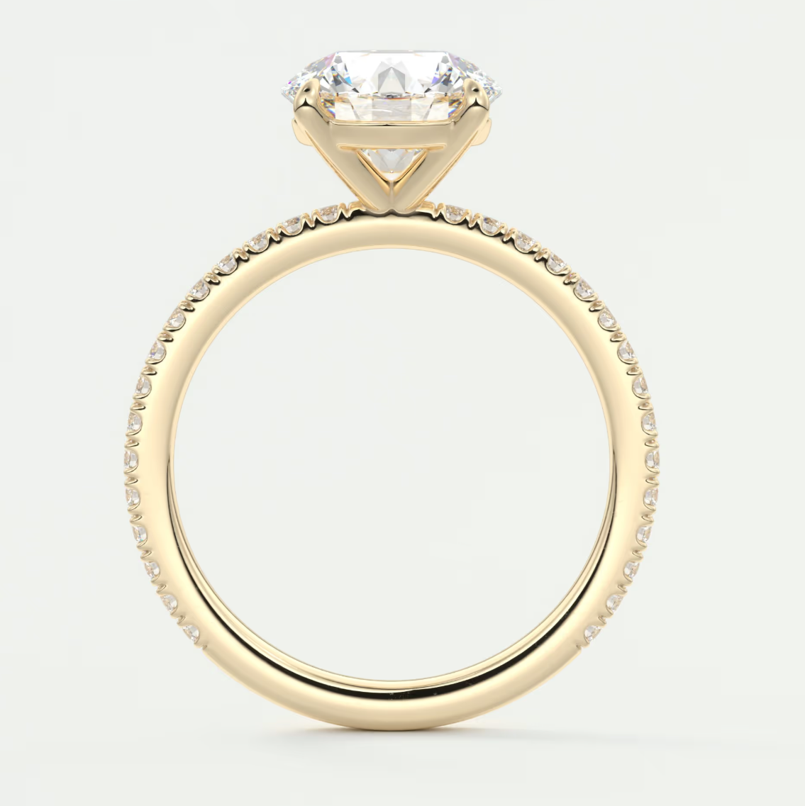 Custom made isolde pavé round brilliant solitaire ring | lab or moissanite