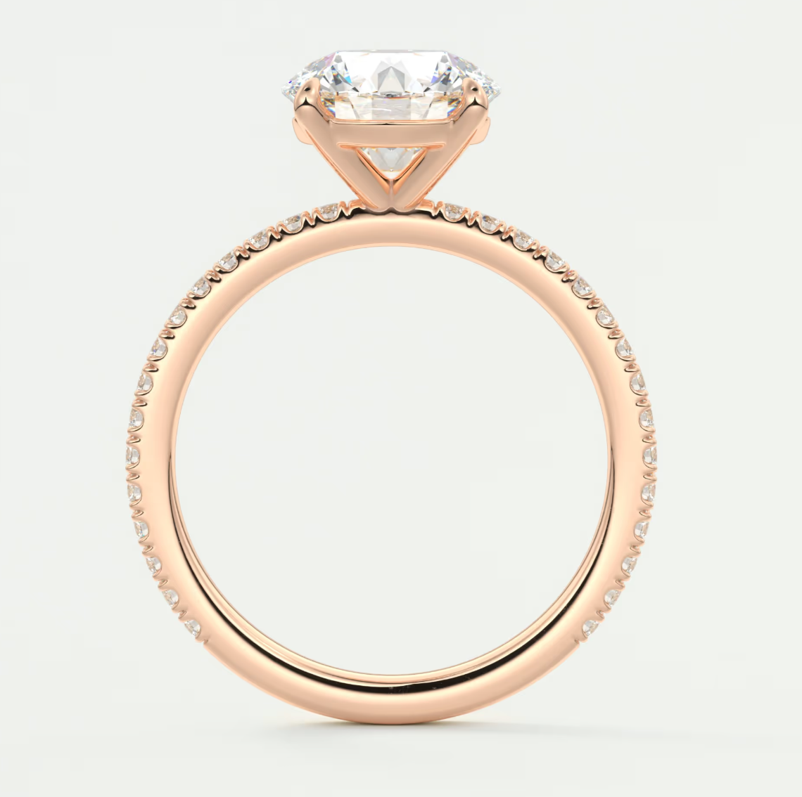 Custom made isolde pavé round brilliant solitaire ring | lab or moissanite