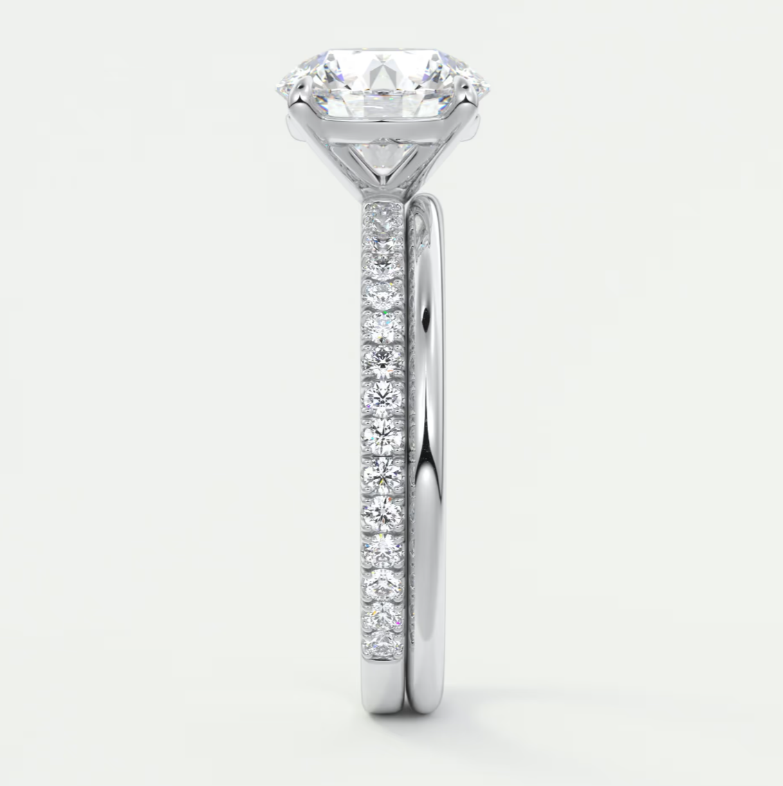 Custom made isolde pavé round brilliant solitaire ring | lab or moissanite
