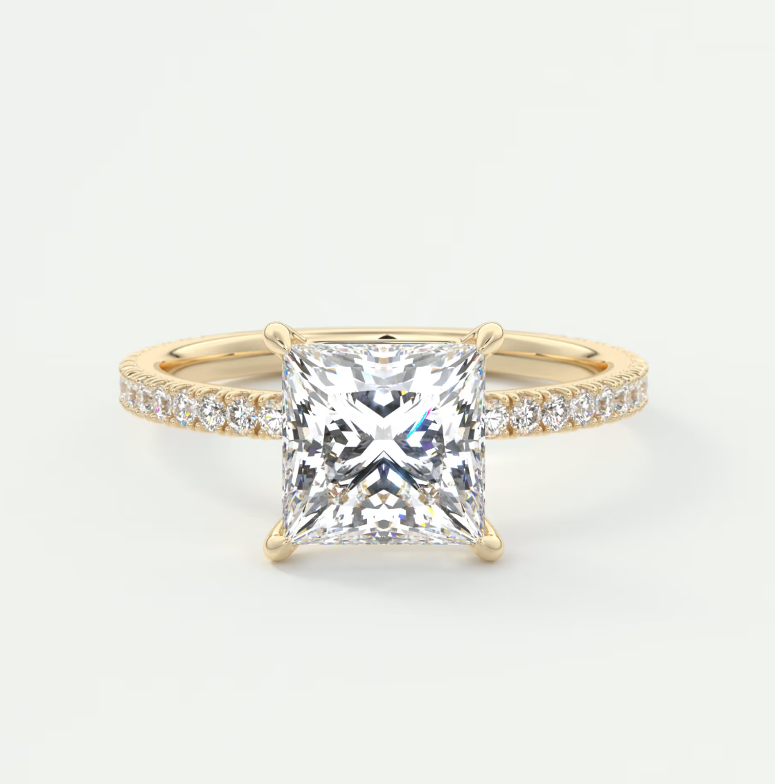 Custom made isolde princess pavé solitaire ring | lab-grown diamond or moissanite