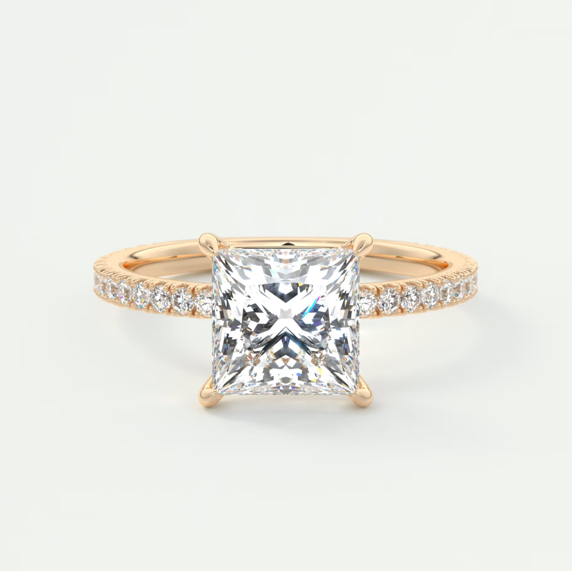 Custom made isolde princess pavé solitaire ring | lab-grown diamond or moissanite