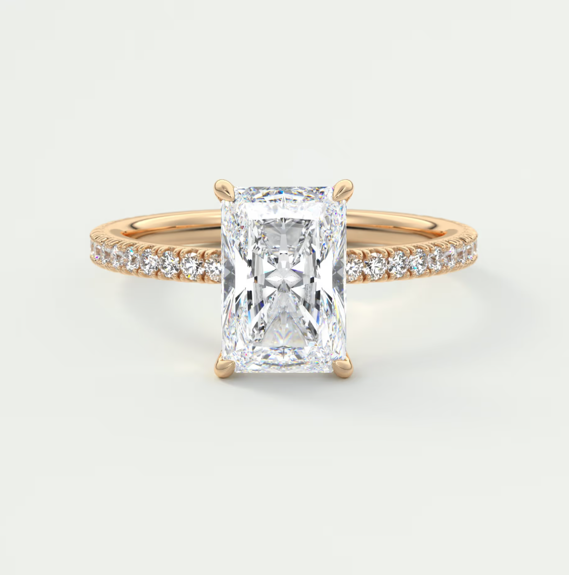 Custom made isolde radiant pavé solitaire ring | lab-grown diamond or moissanite