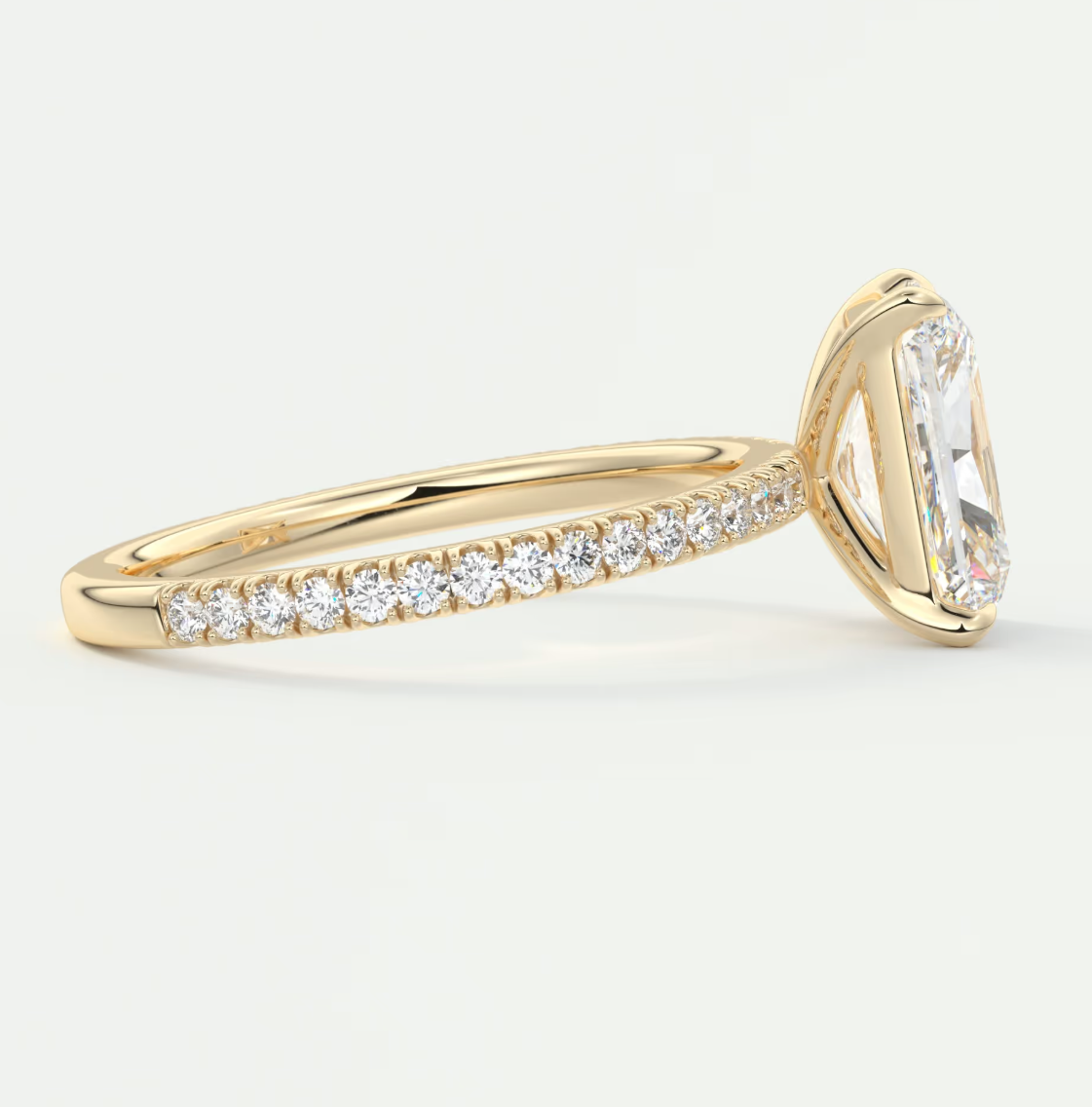Custom made isolde radiant pavé solitaire ring | lab-grown diamond or moissanite