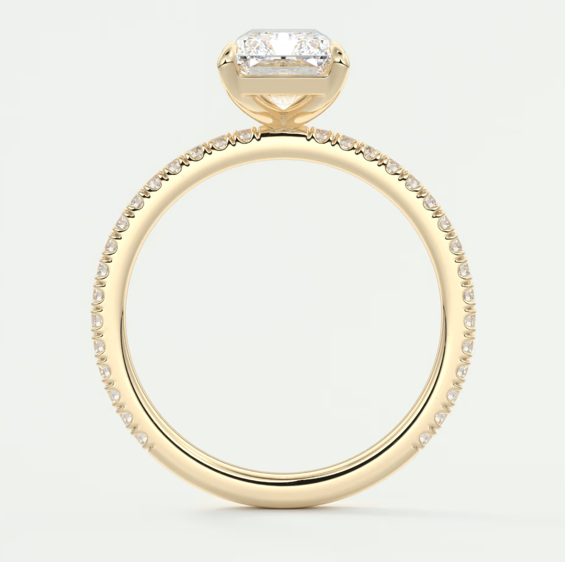 Custom made isolde radiant pavé solitaire ring | lab-grown diamond or moissanite