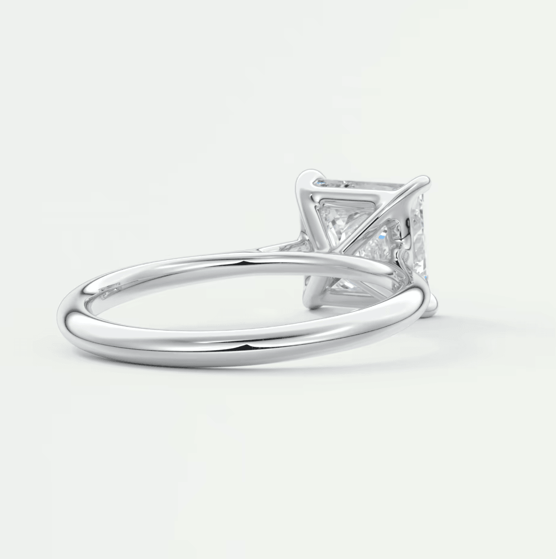 Princess cut diamond engagement ring in white gold.