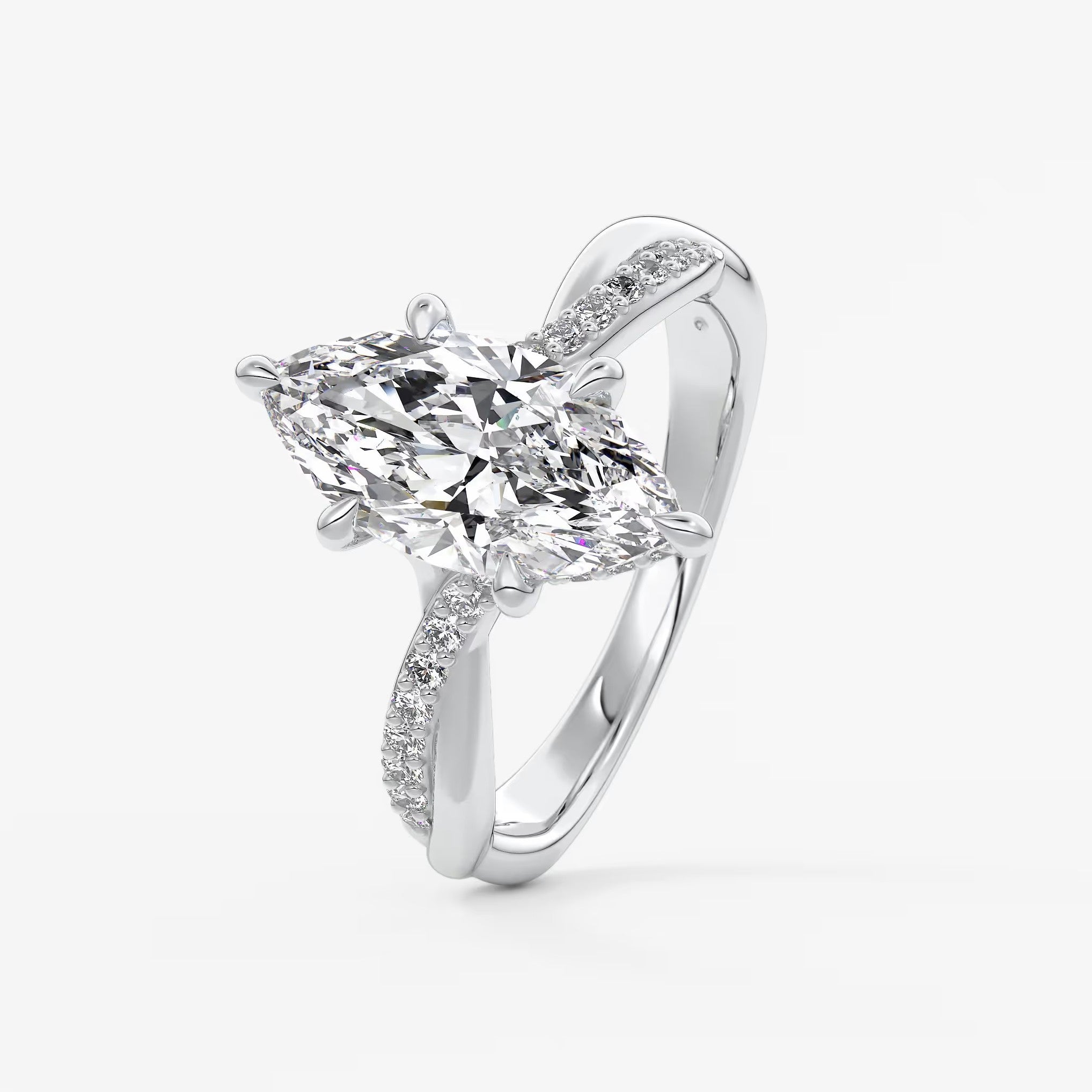 Mirella marquise twisted pavé engagement ring