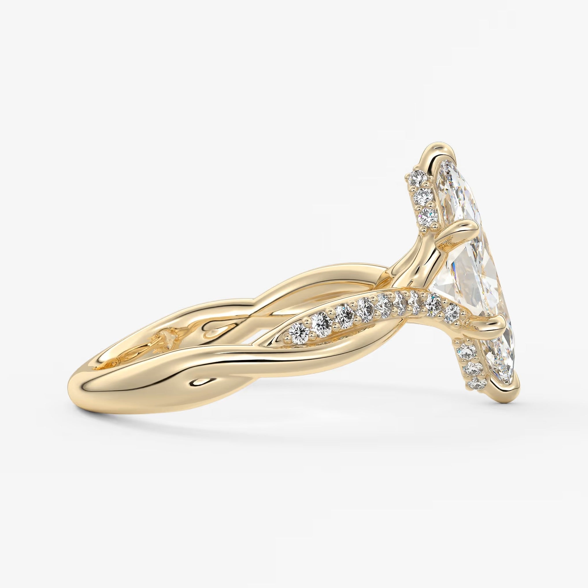 Mirella marquise twisted pavé engagement ring