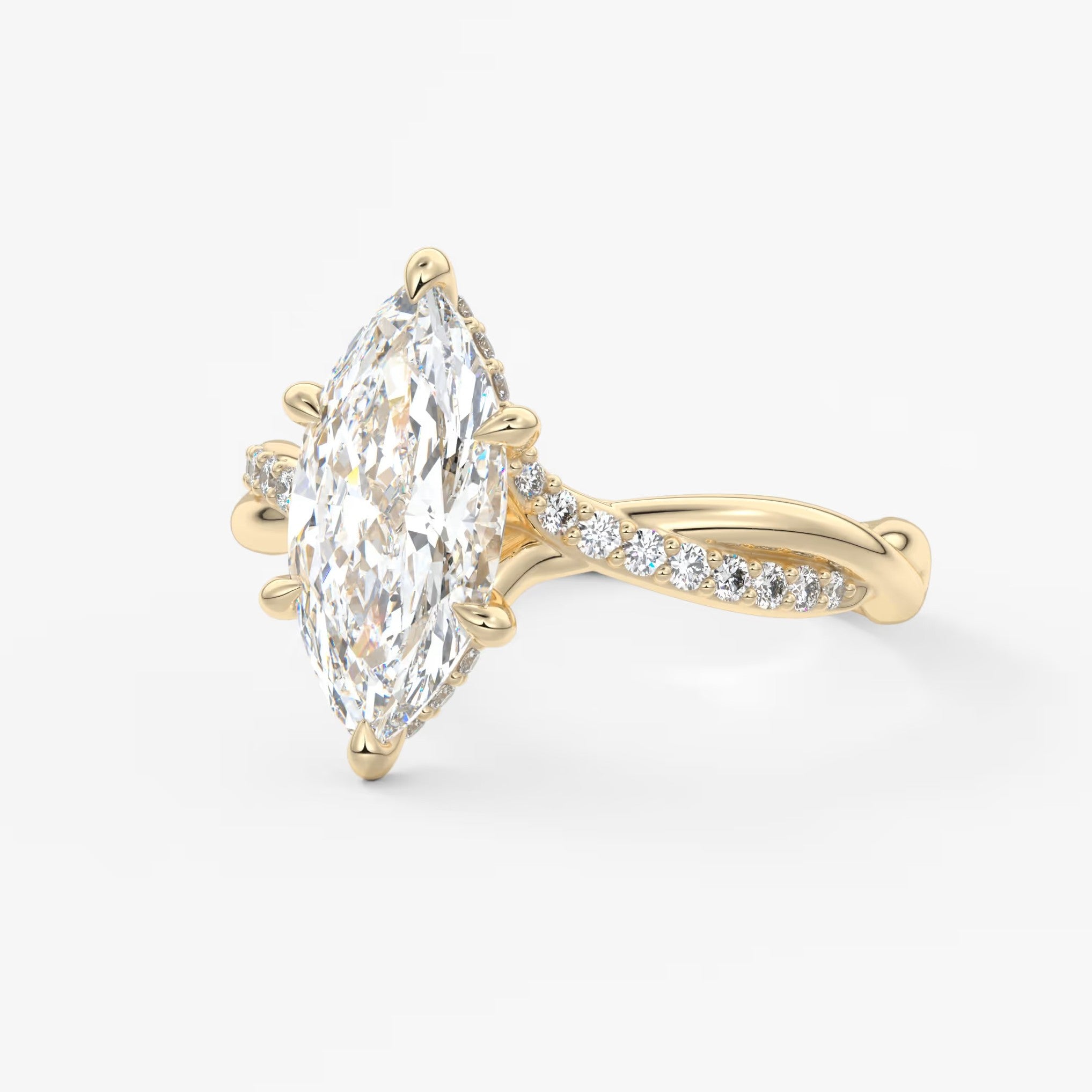 Mirella marquise twisted pavé engagement ring