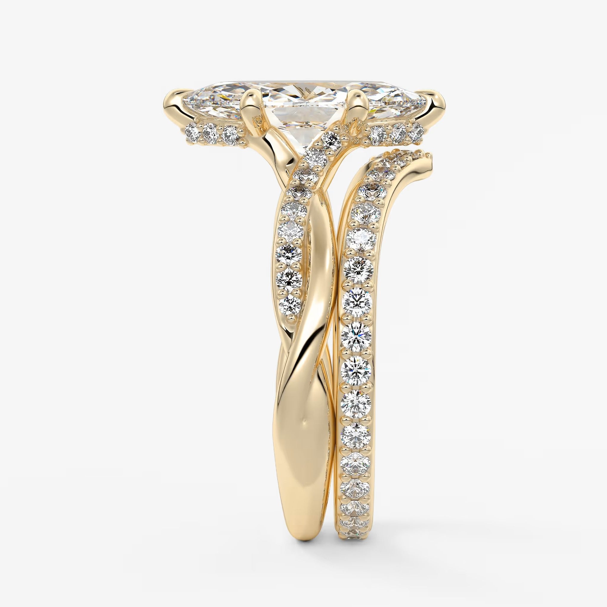 Mirella marquise twisted pavé engagement ring