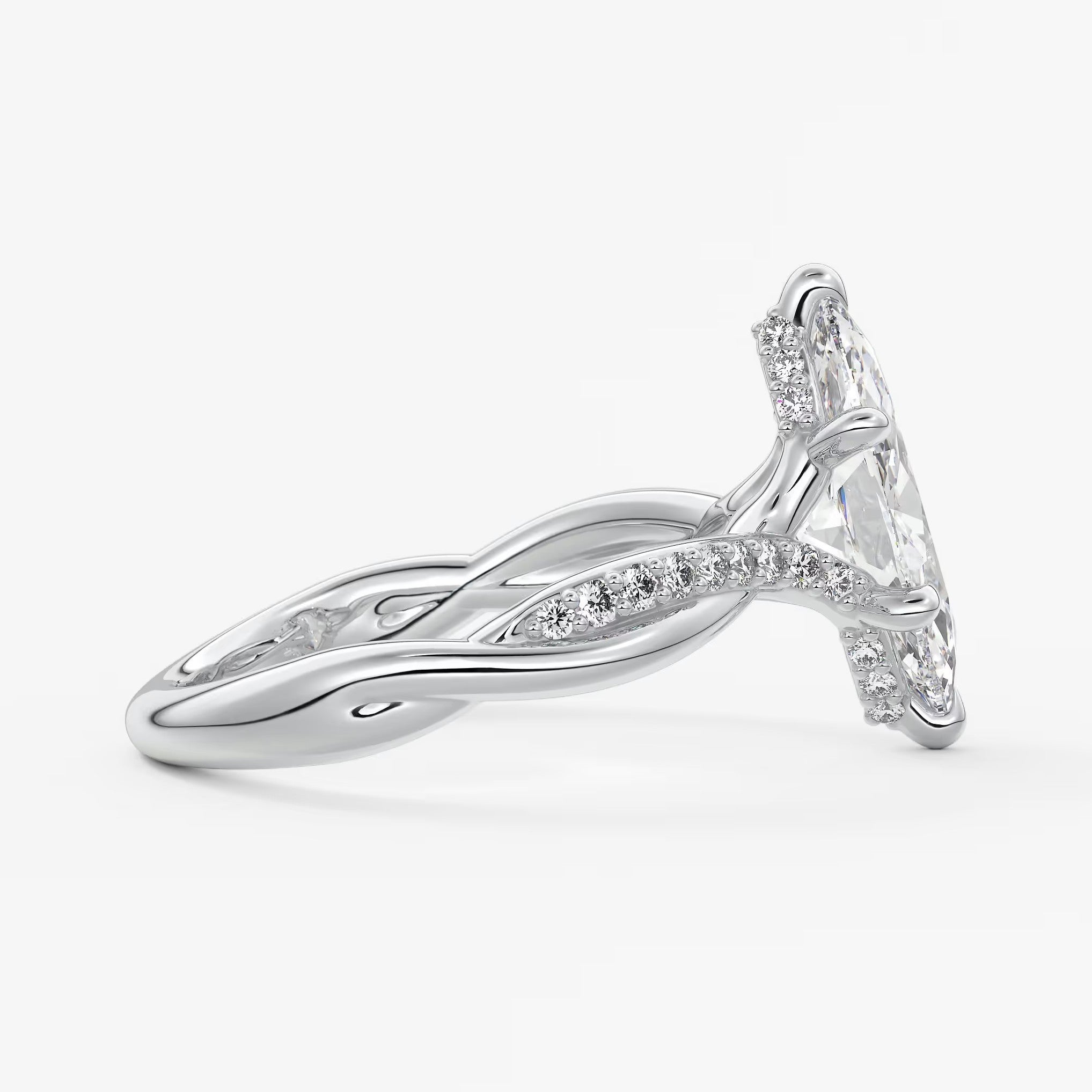 Mirella marquise twisted pavé engagement ring