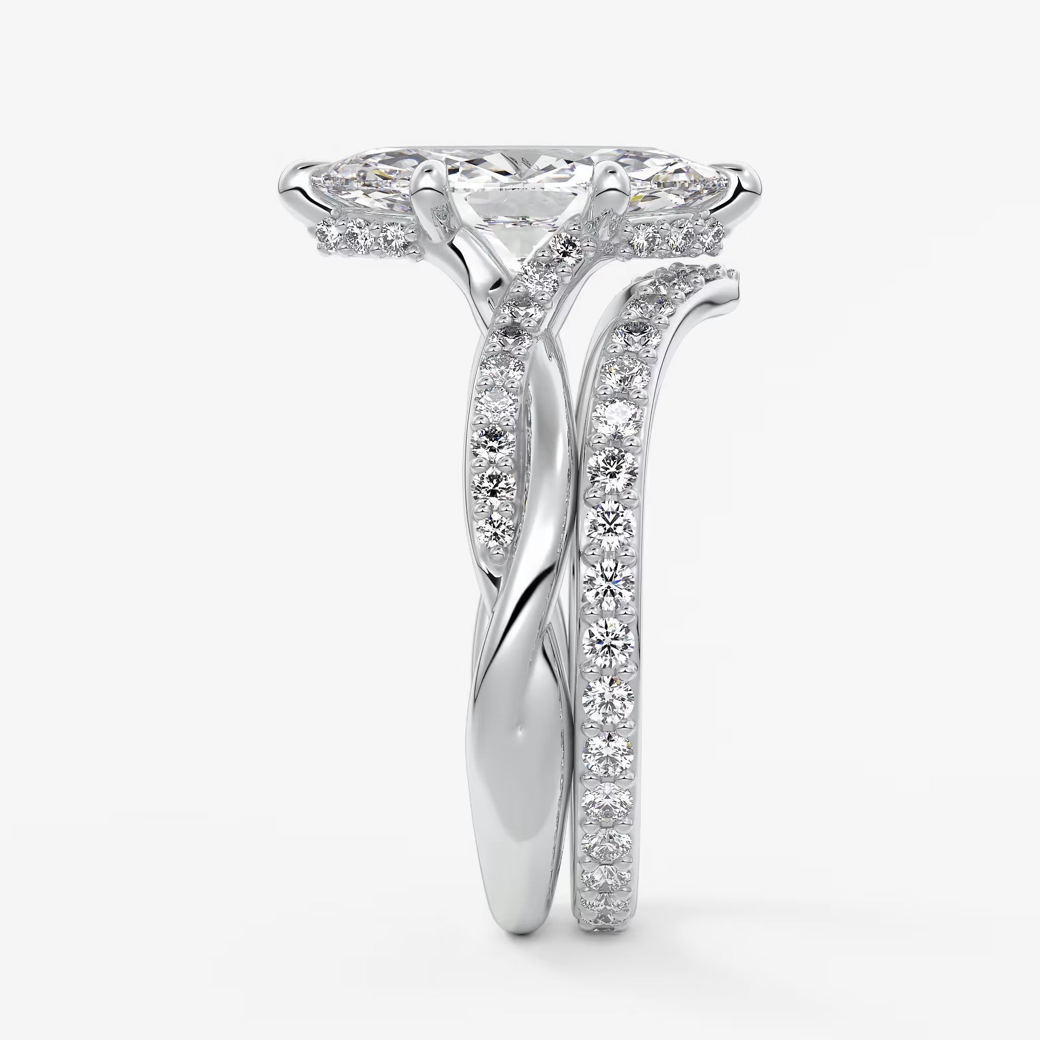 Mirella marquise twisted pavé engagement ring