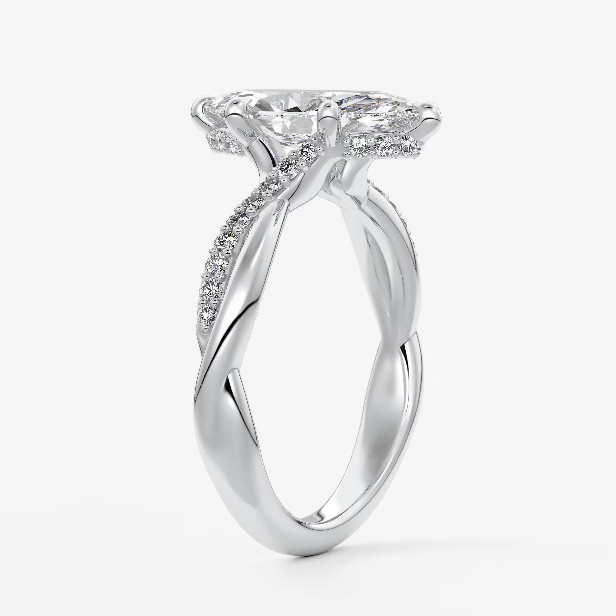 Mirella marquise twisted pavé engagement ring