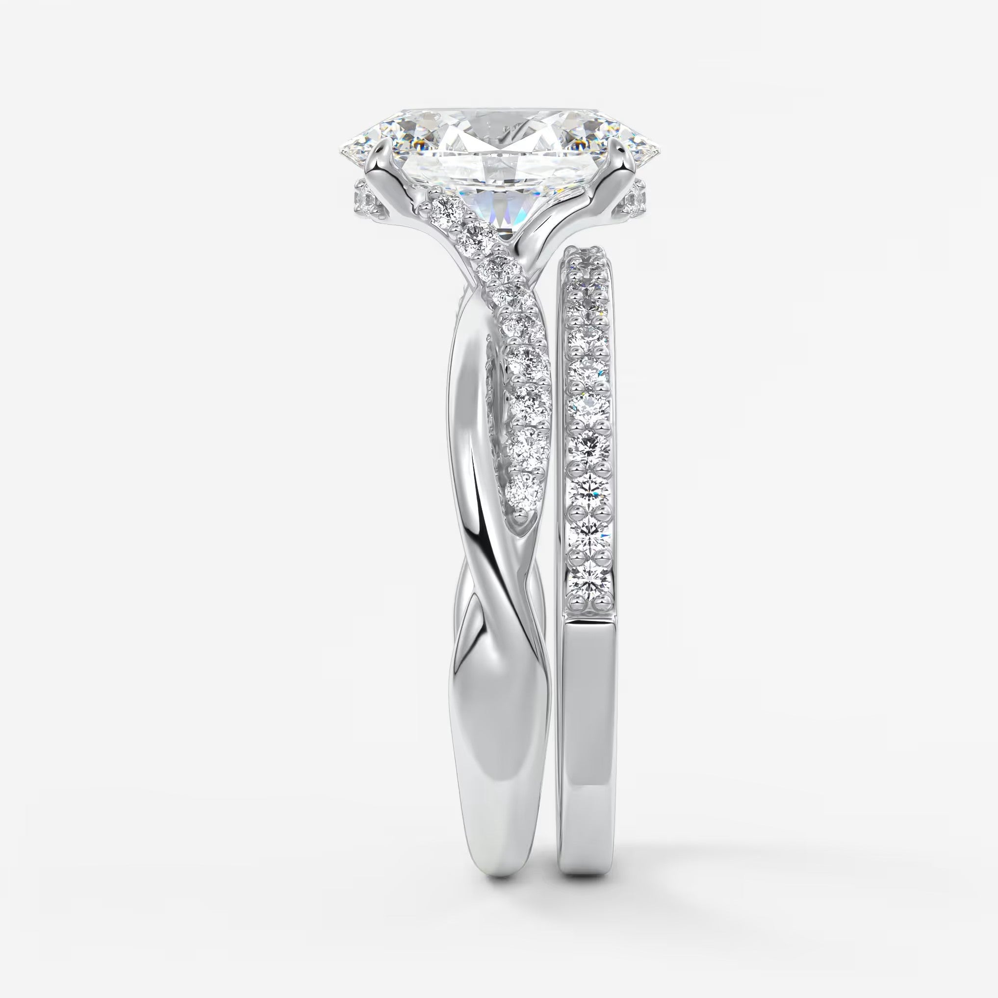 Mirella oval twisted pavé engagement ring