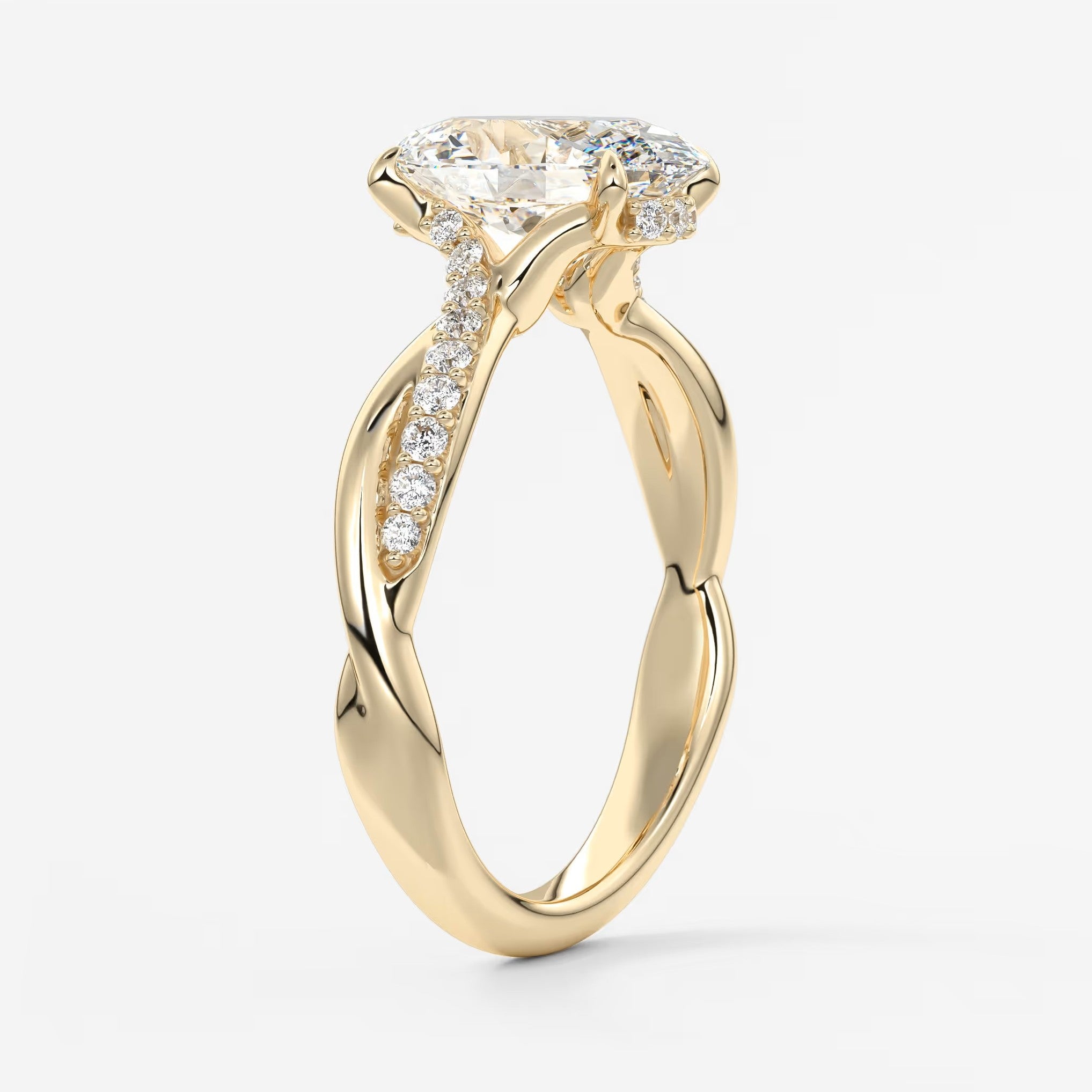 Mirella oval twisted pavé engagement ring