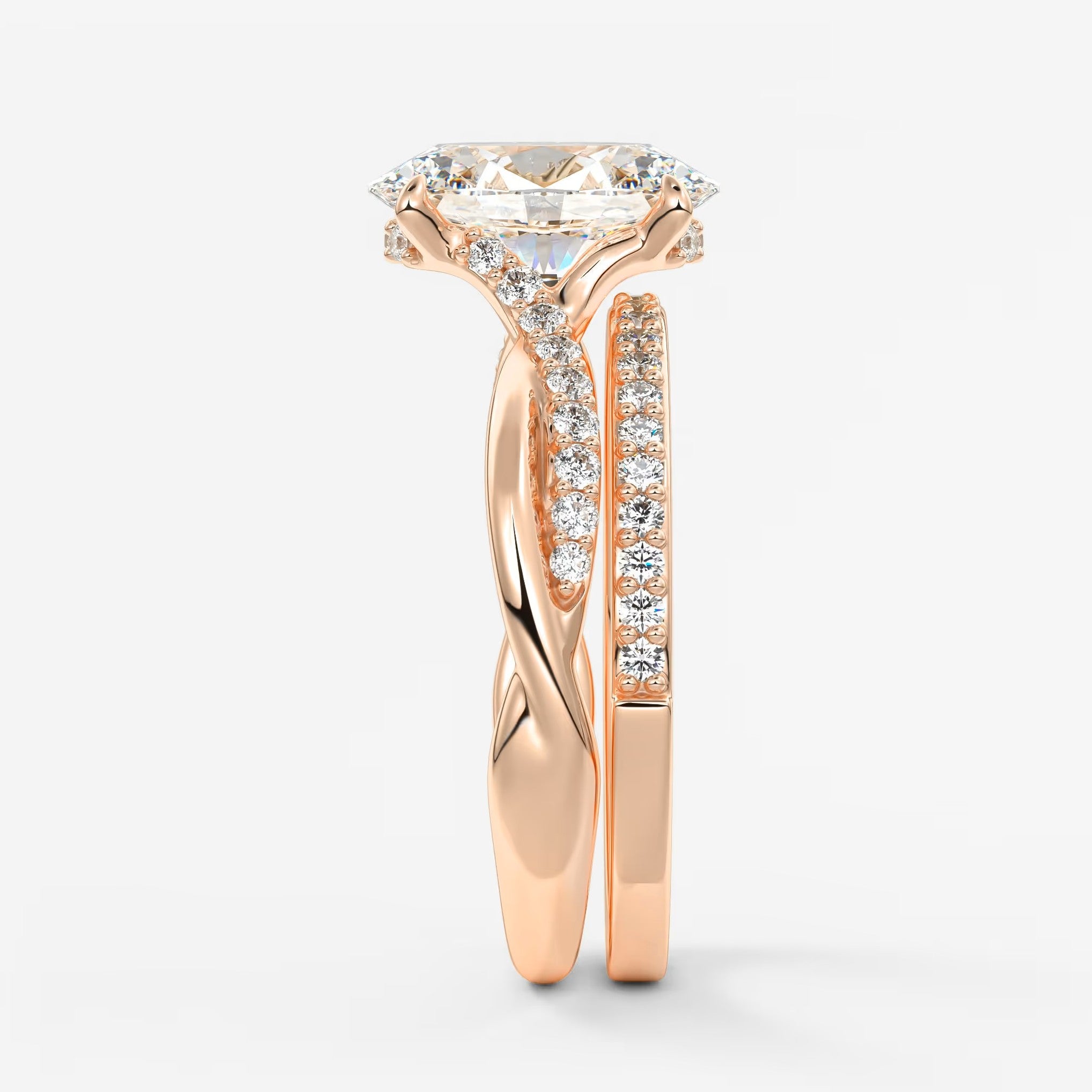 Mirella oval twisted pavé engagement ring