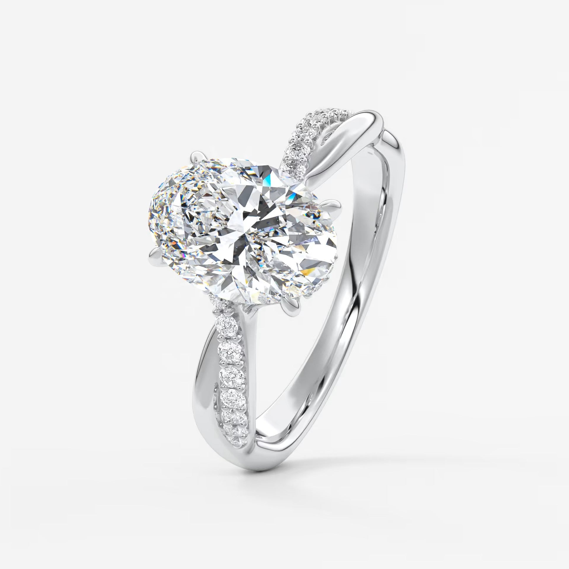 Mirella oval twisted pavé engagement ring