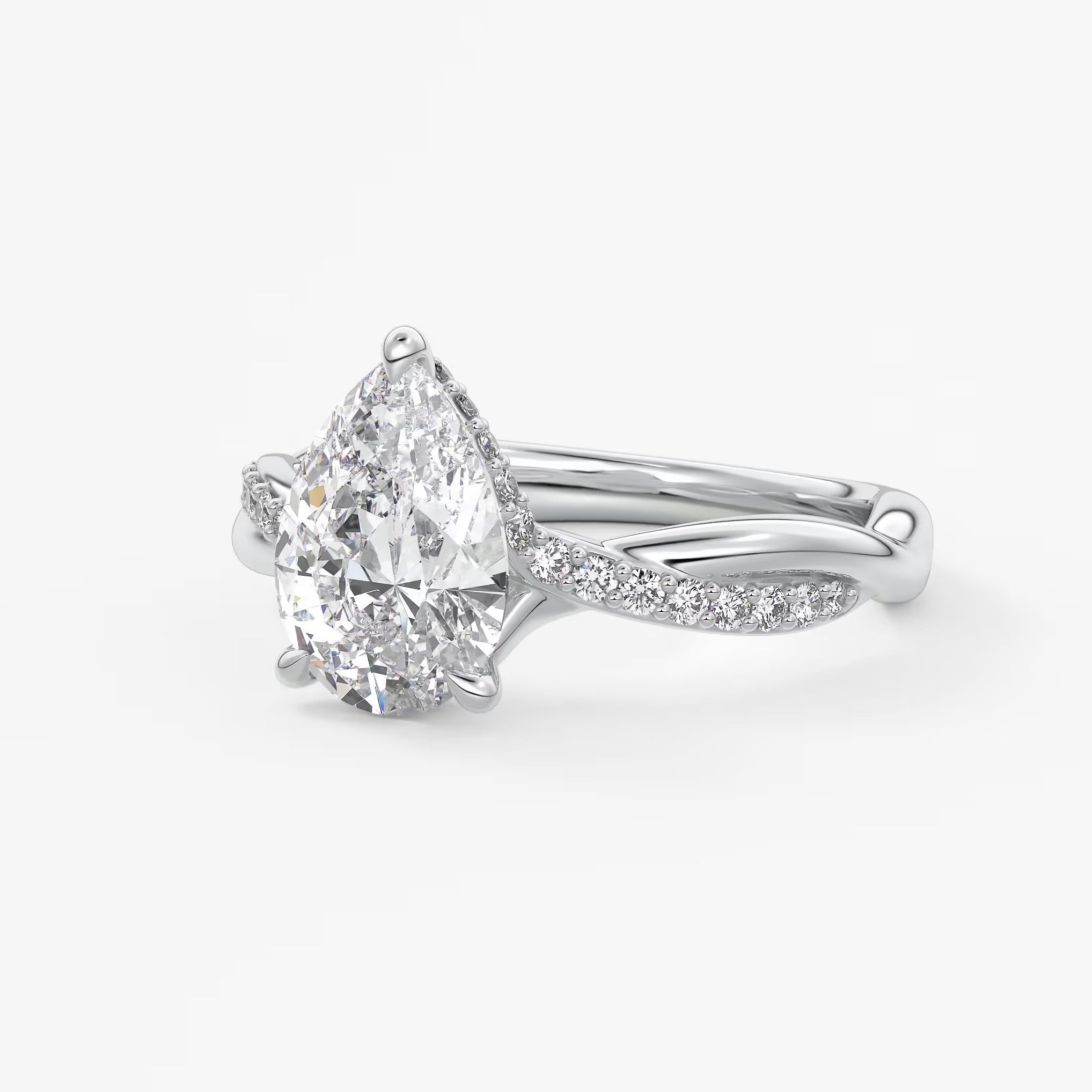 Mirella pear twisted pavé engagement ring