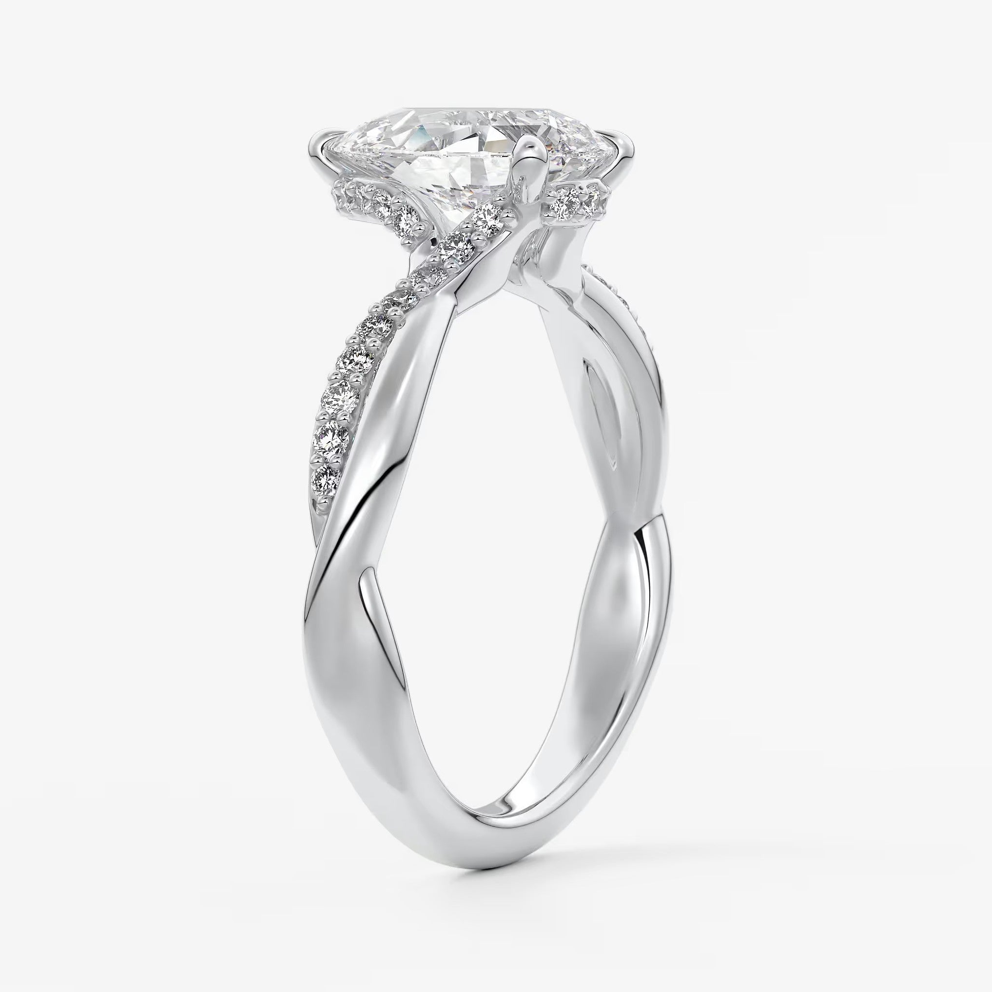 Mirella pear twisted pavé engagement ring