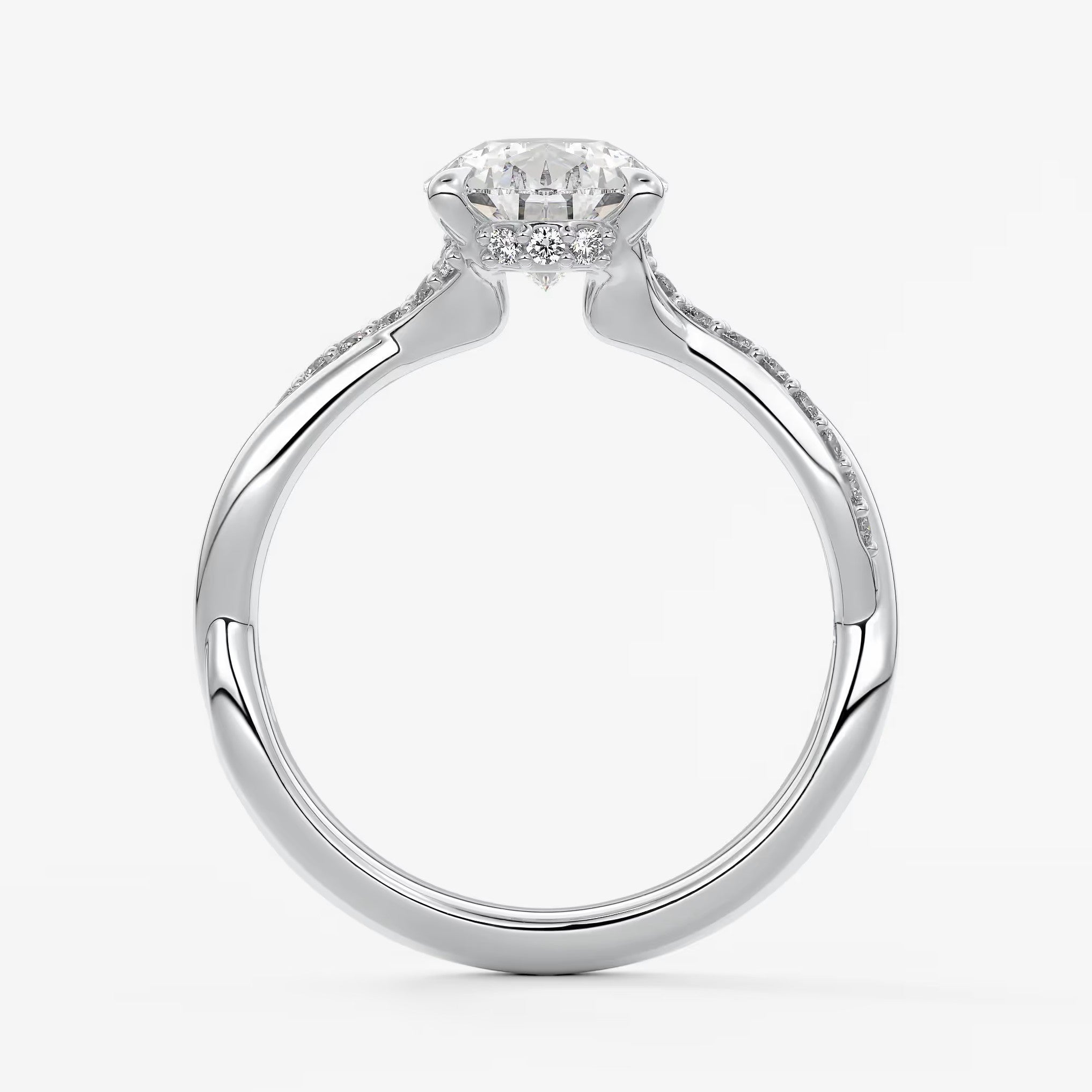 Mirella pear twisted pavé engagement ring