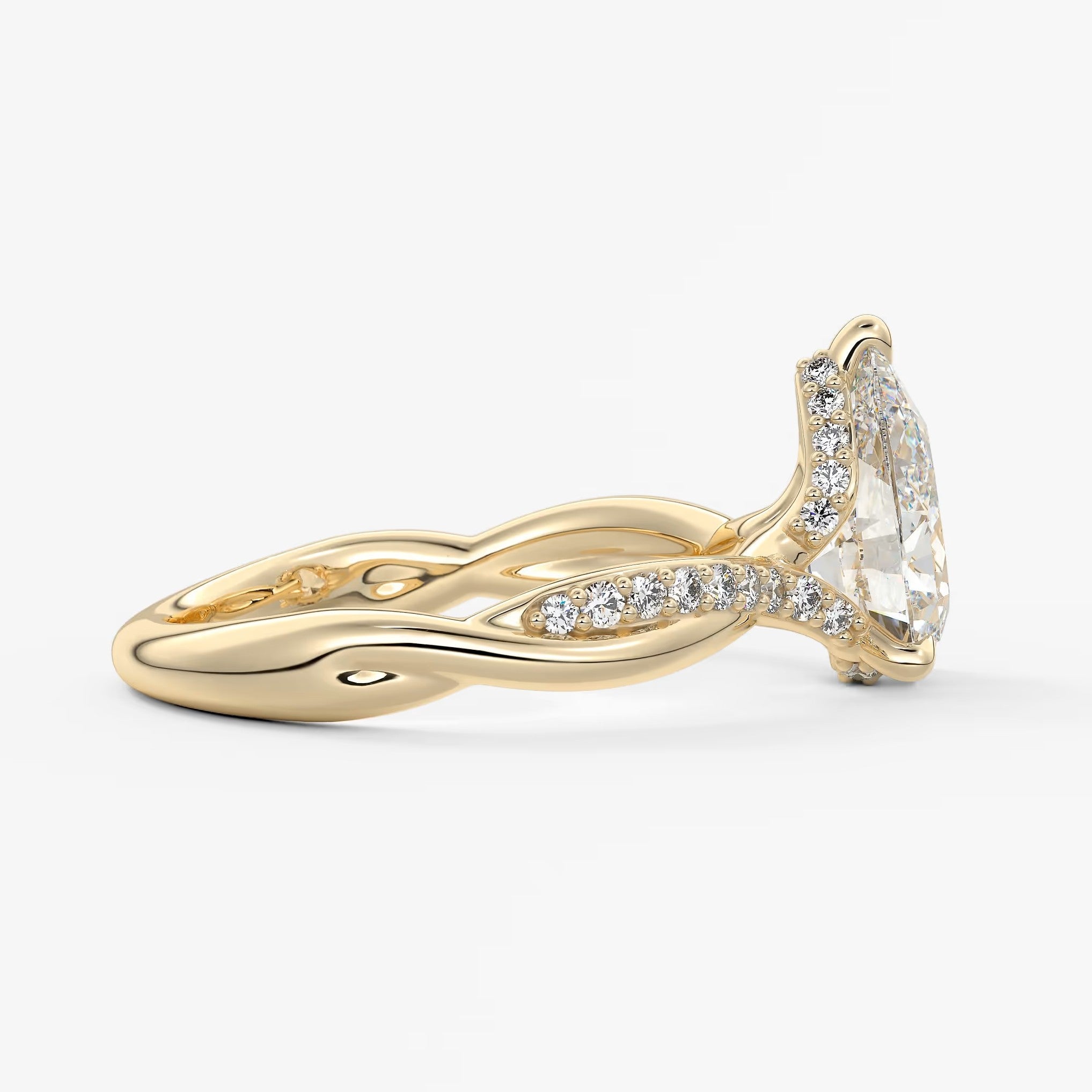 Mirella pear twisted pavé engagement ring