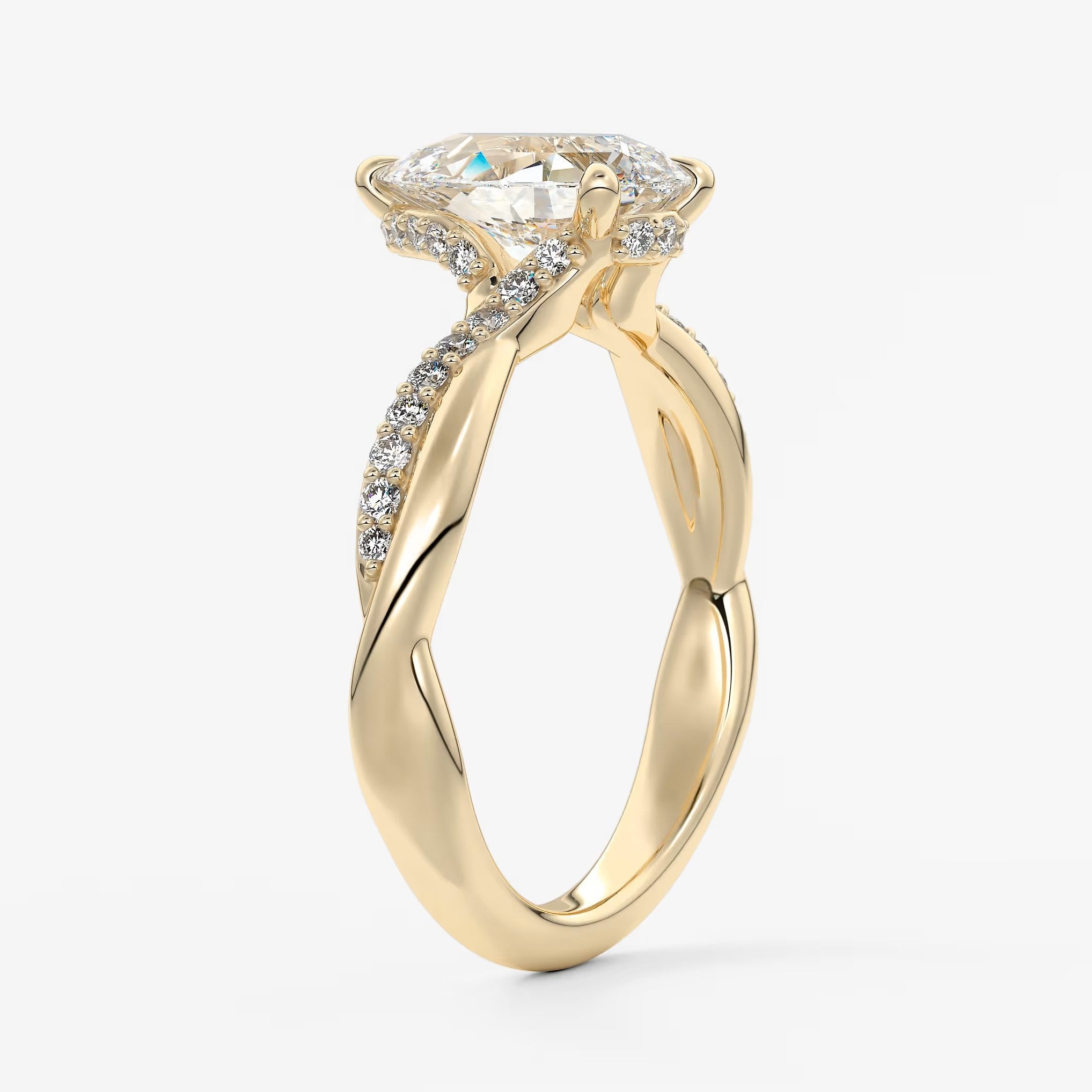 Mirella pear twisted pavé engagement ring