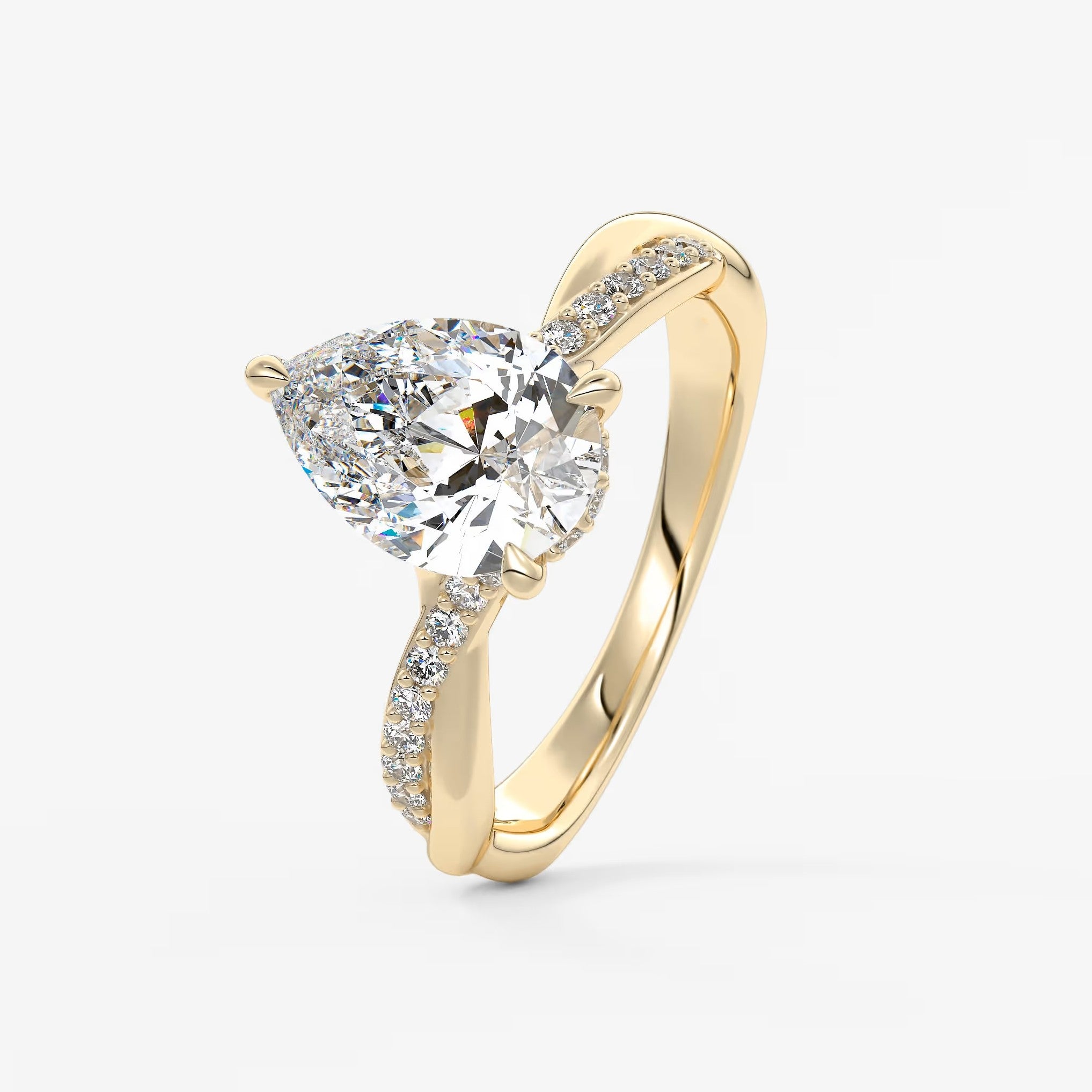 Mirella pear twisted pavé engagement ring