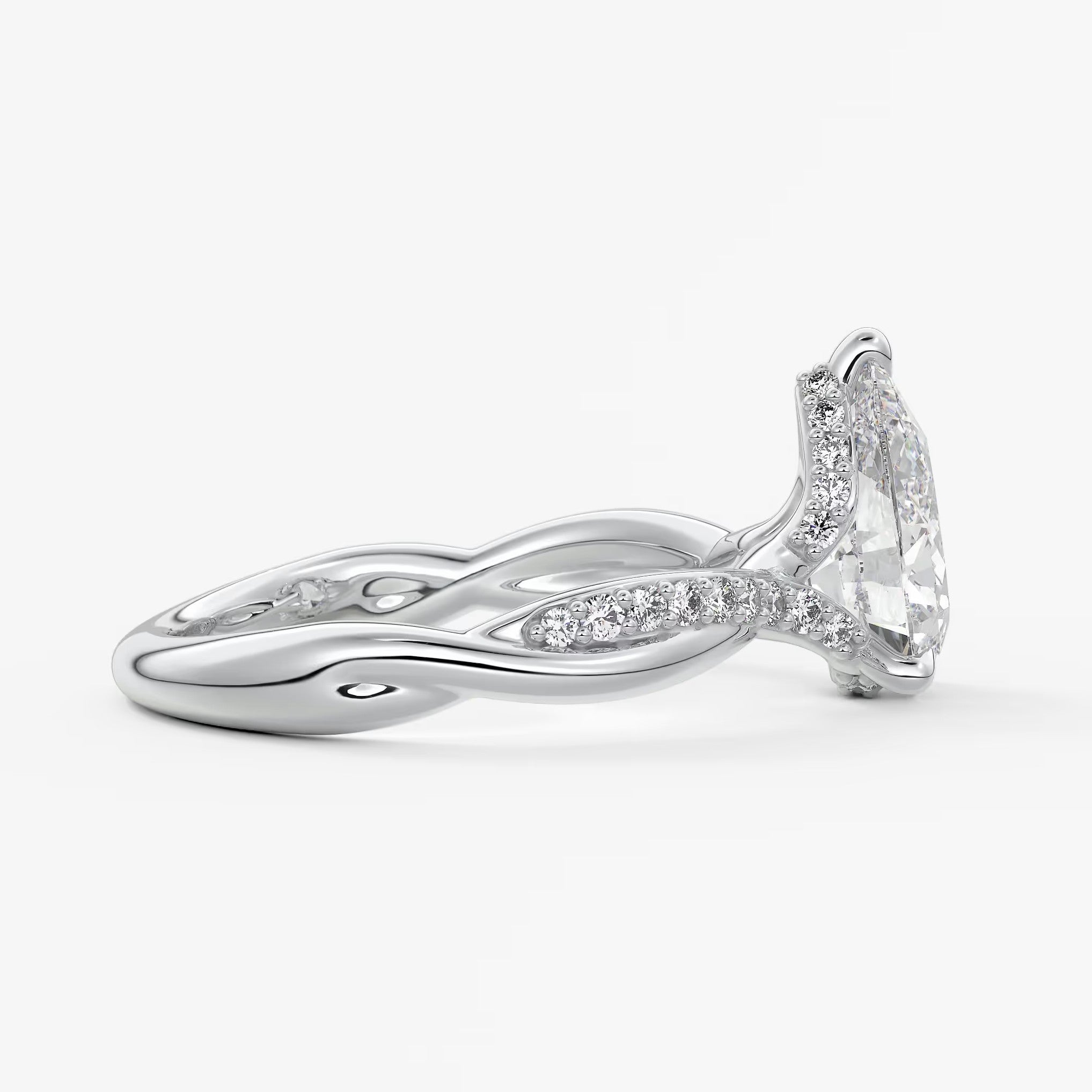 Mirella pear twisted pavé engagement ring