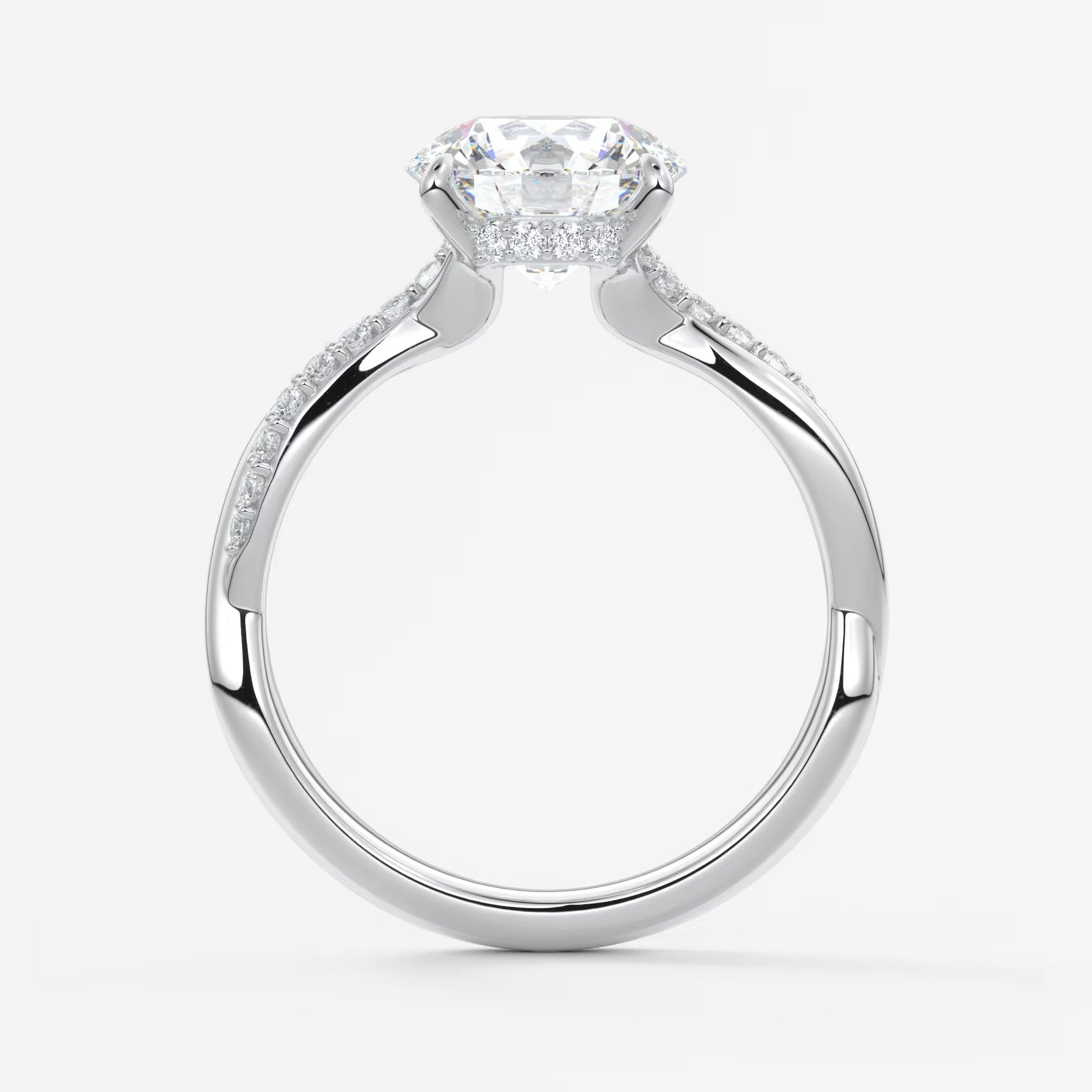 Mirella round twisted pavé engagement ring