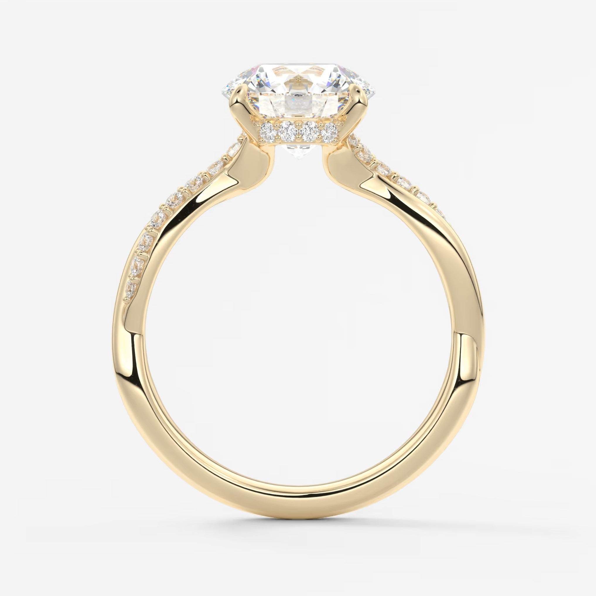Mirella round twisted pavé engagement ring